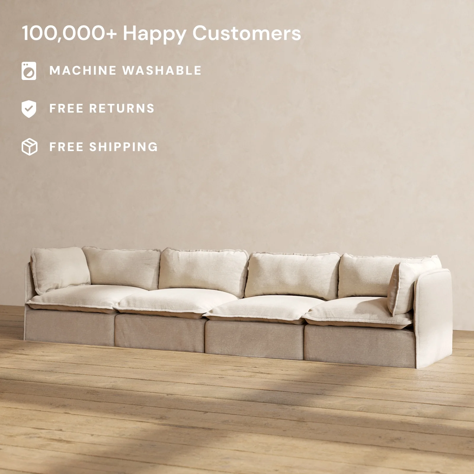 Slipcover Only - Modular Washable 4-Seater in Oat - Image 2