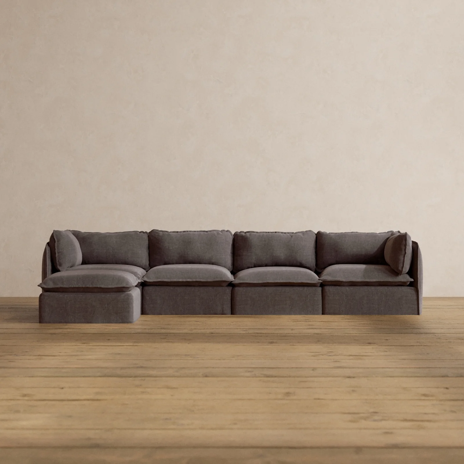 Slipcover Only - Modular Washable 4-Seater Sectional in Caviar