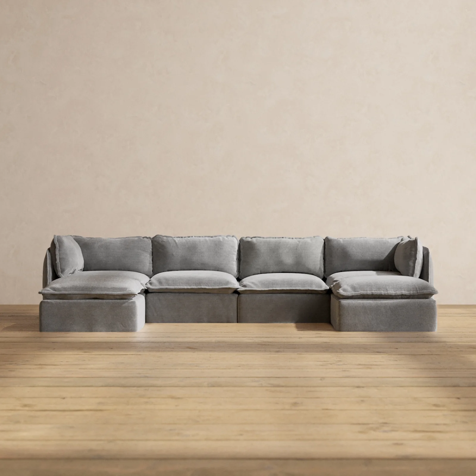 Slipcover Only - Modular Washable 4-Seater U-Sectional in Ash