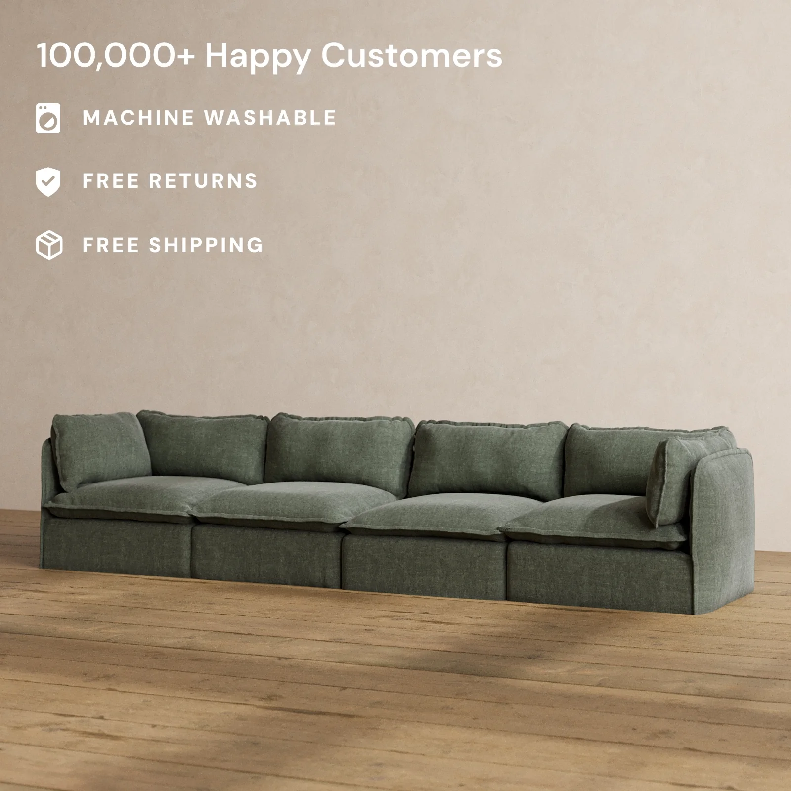 Slipcover Only - Modular Washable 4-Seater in Willow - Image 2