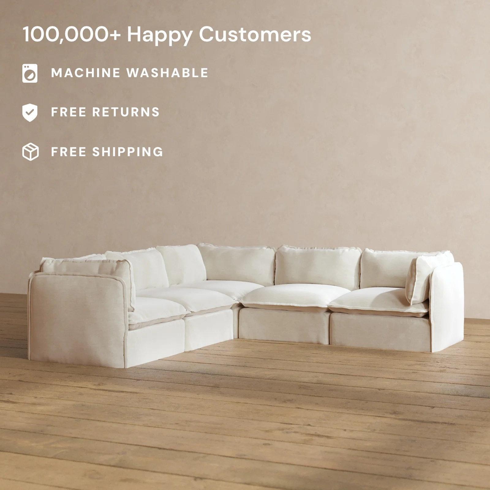 Slipcover Only - Modular Washable 5-Seater Corner Sectional in Coco - Image 2