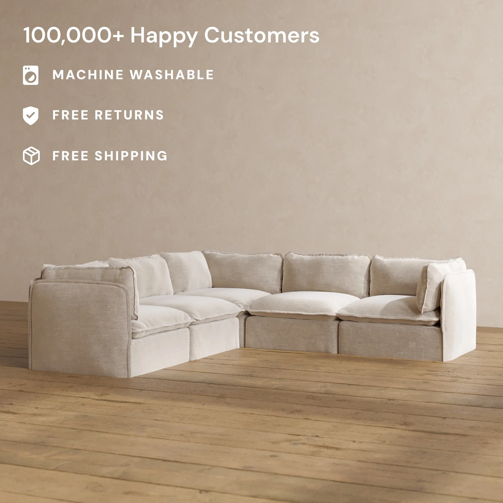 Slipcover Only - Modular Washable 5-Seater Corner Sectional in Mist - Image 2
