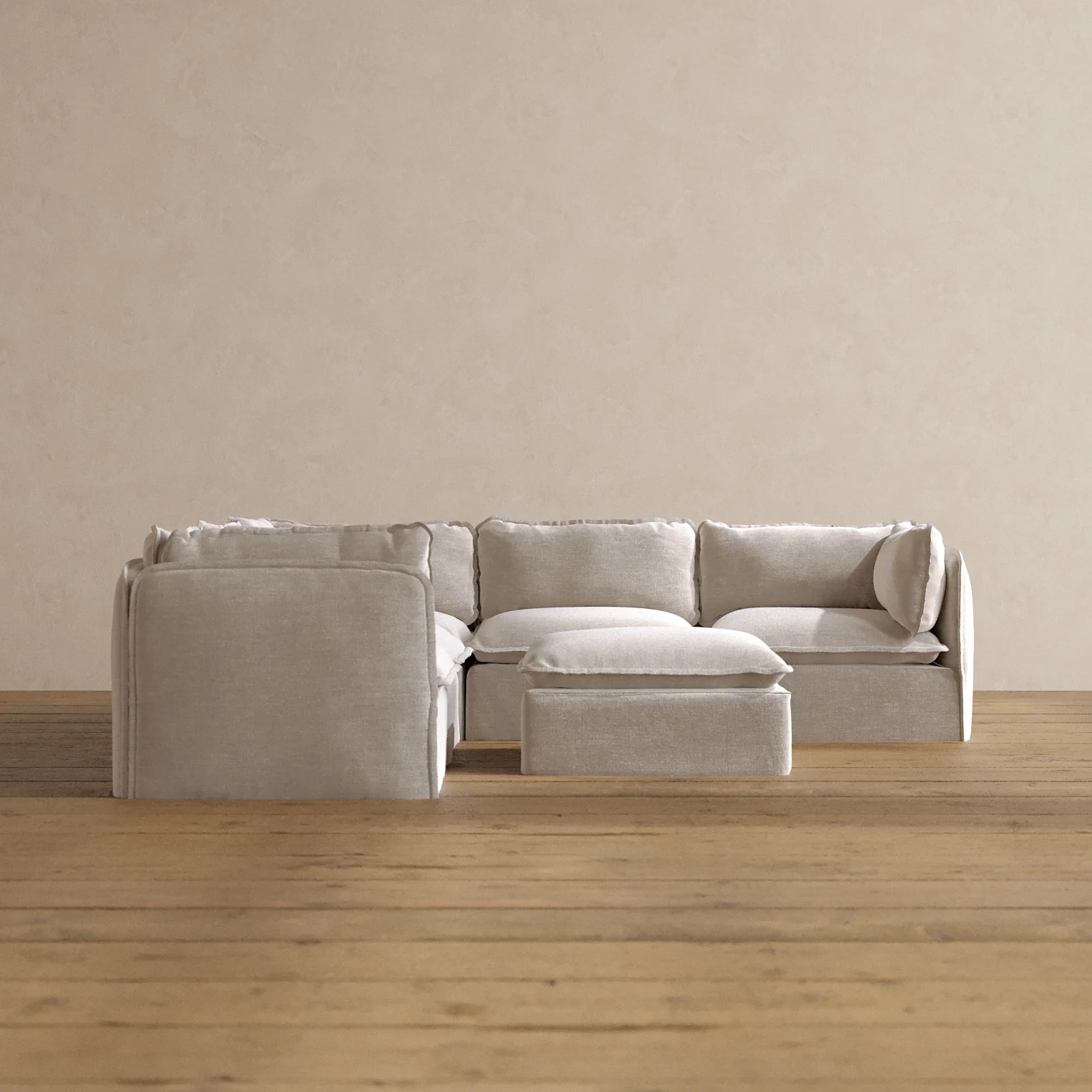 Slipcover Only - Modular Washable 5-Seater Corner Sectional + Ottoman in Mist