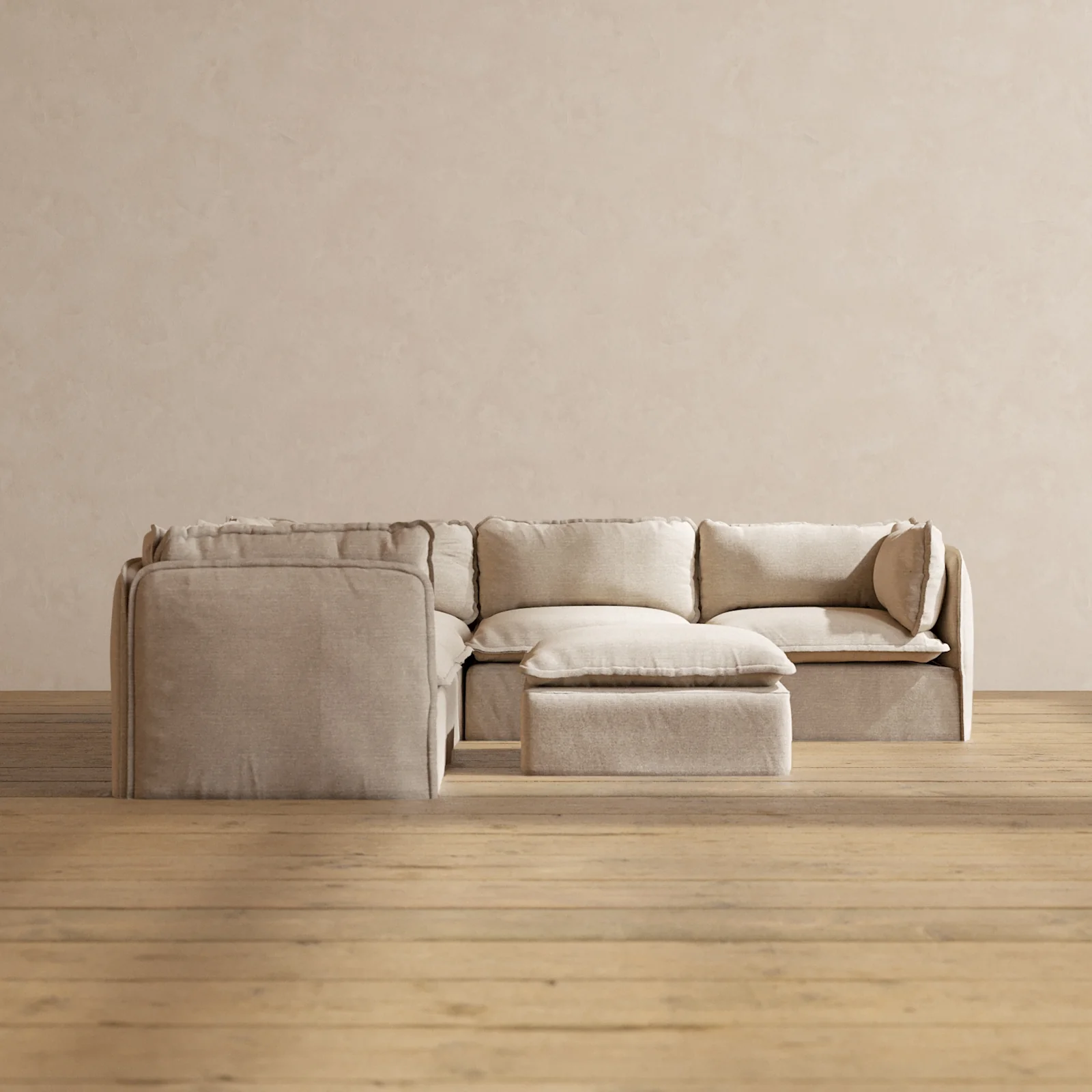 Slipcover Only - Modular Washable 5-Seater Corner Sectional + Ottoman in Oat
