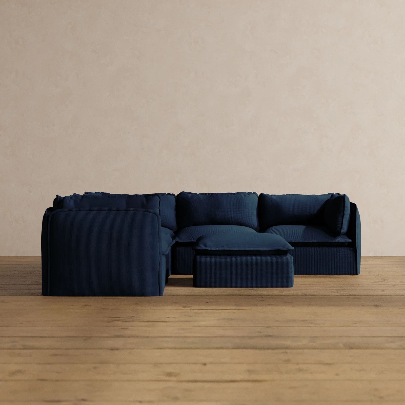 Slipcover Only - Modular Washable 5-Seater Corner Sectional + Ottoman in Sumi