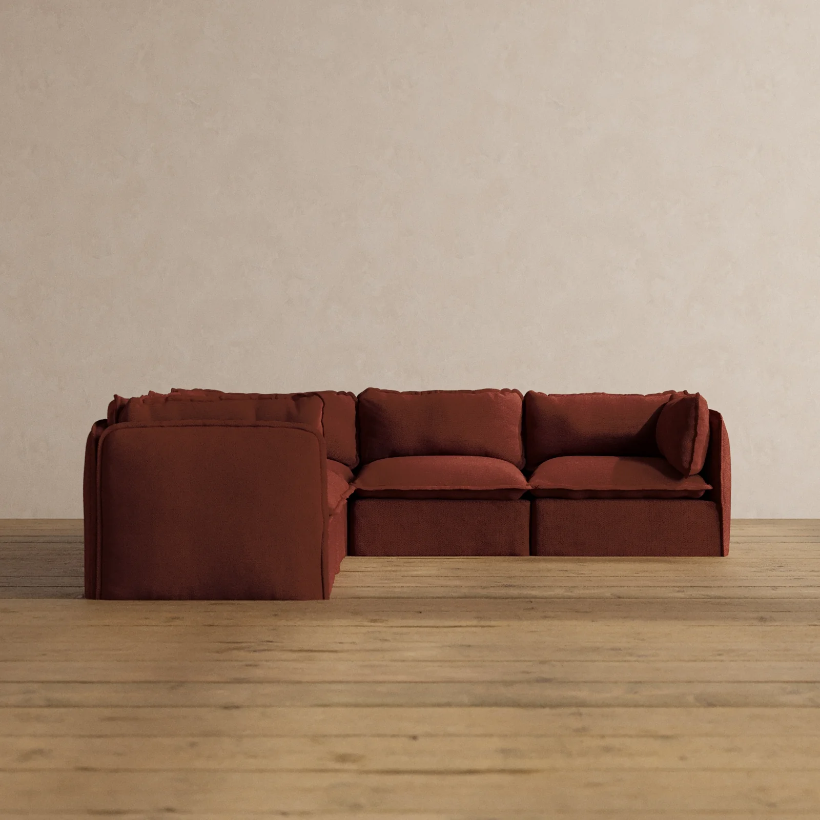 Slipcover Only - Modular Washable 5-Seater Corner Sectional in Rust