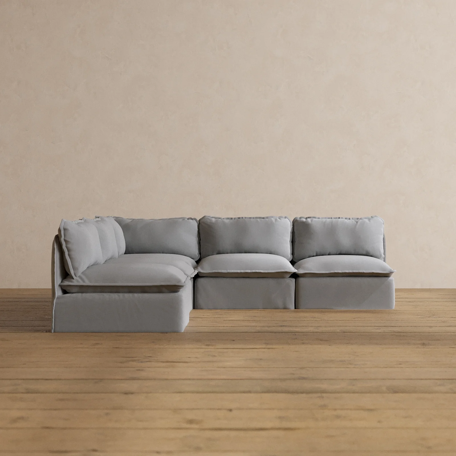 Slipcover Only - Modular Washable 5-Seater Open-Ends Corner Sectional in Pumice