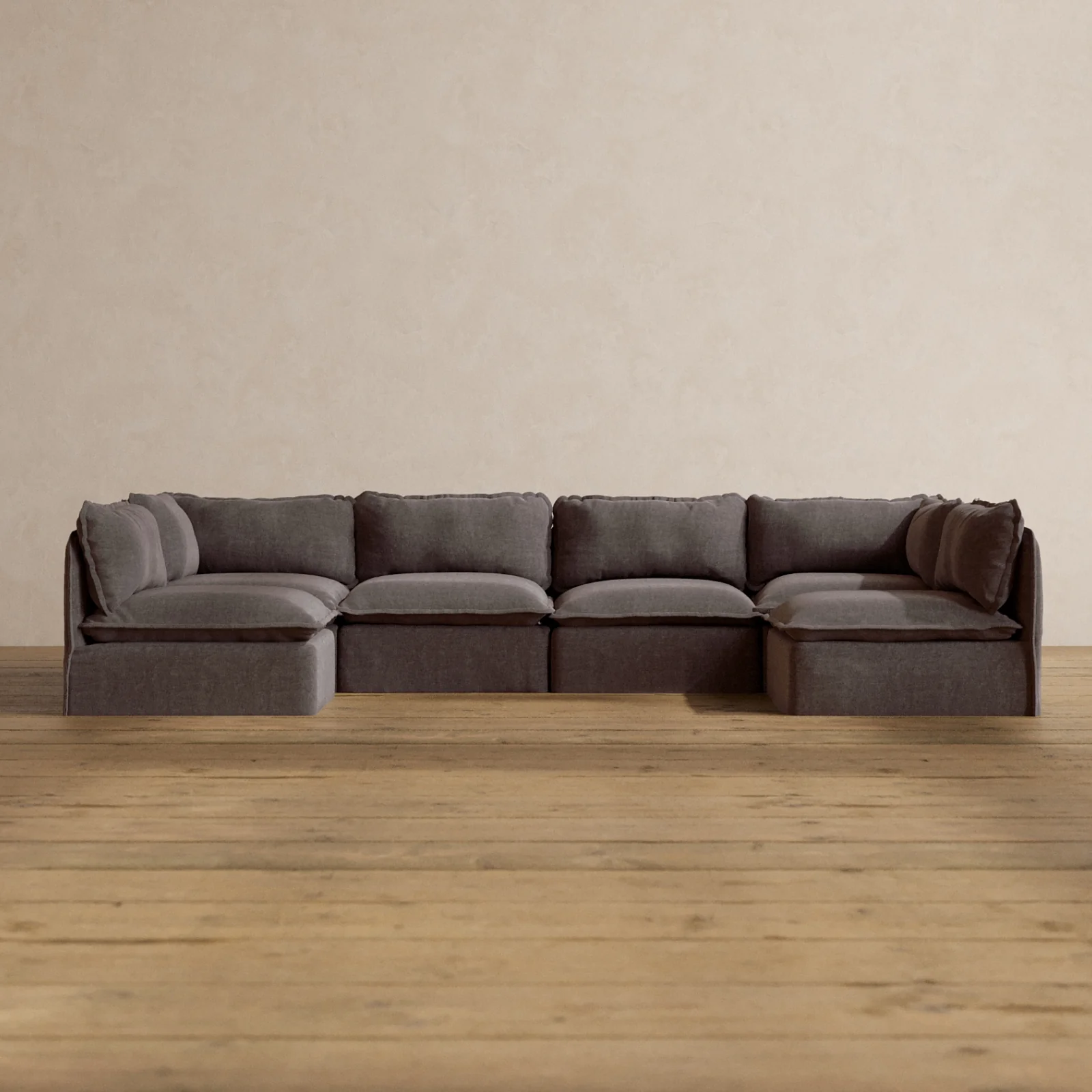 Slipcover Only - Modular Washable 6-Seater Open-Ends U-Sectional in Caviar