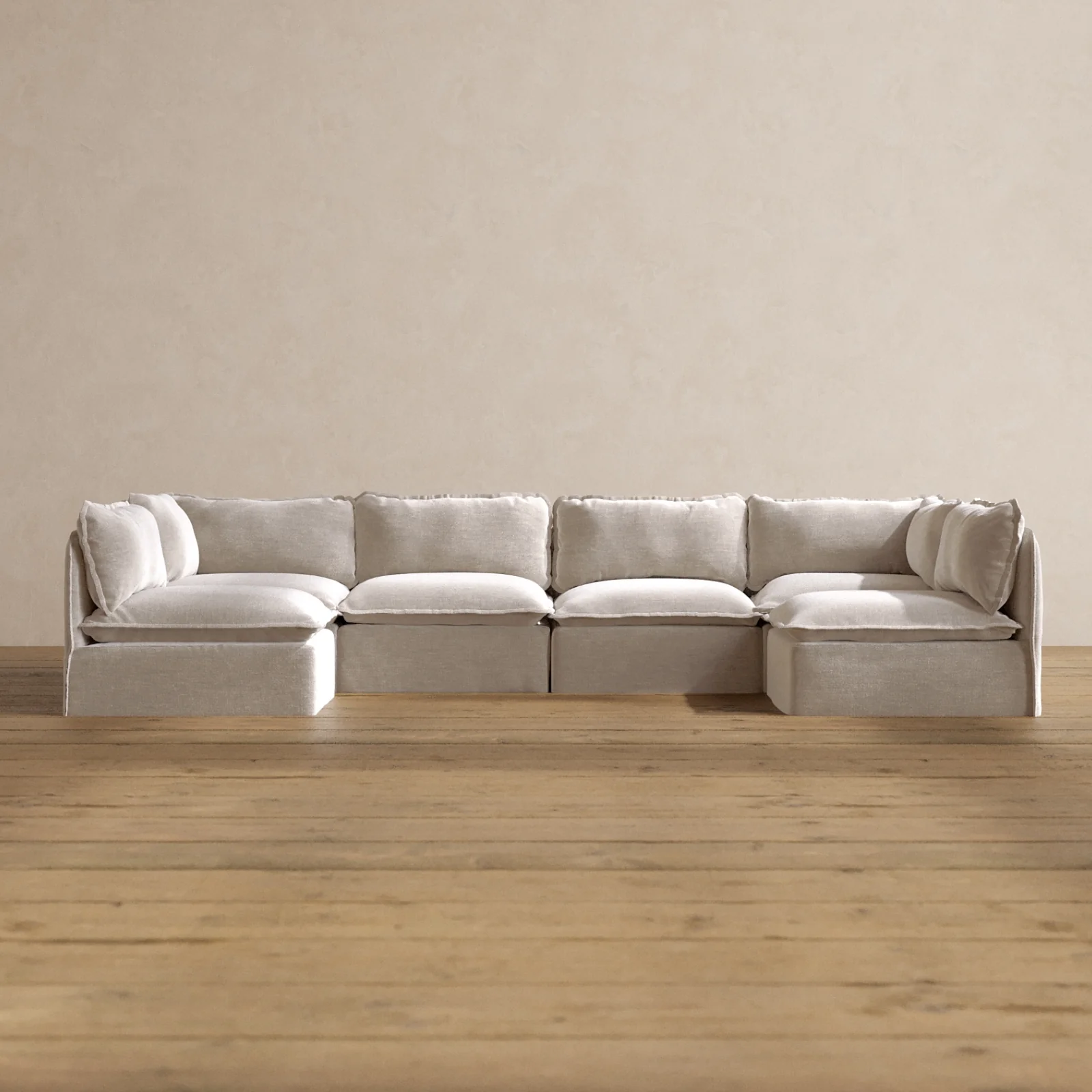 Slipcover Only - Modular Washable 6-Seater Open-Ends U-Sectional in Mist