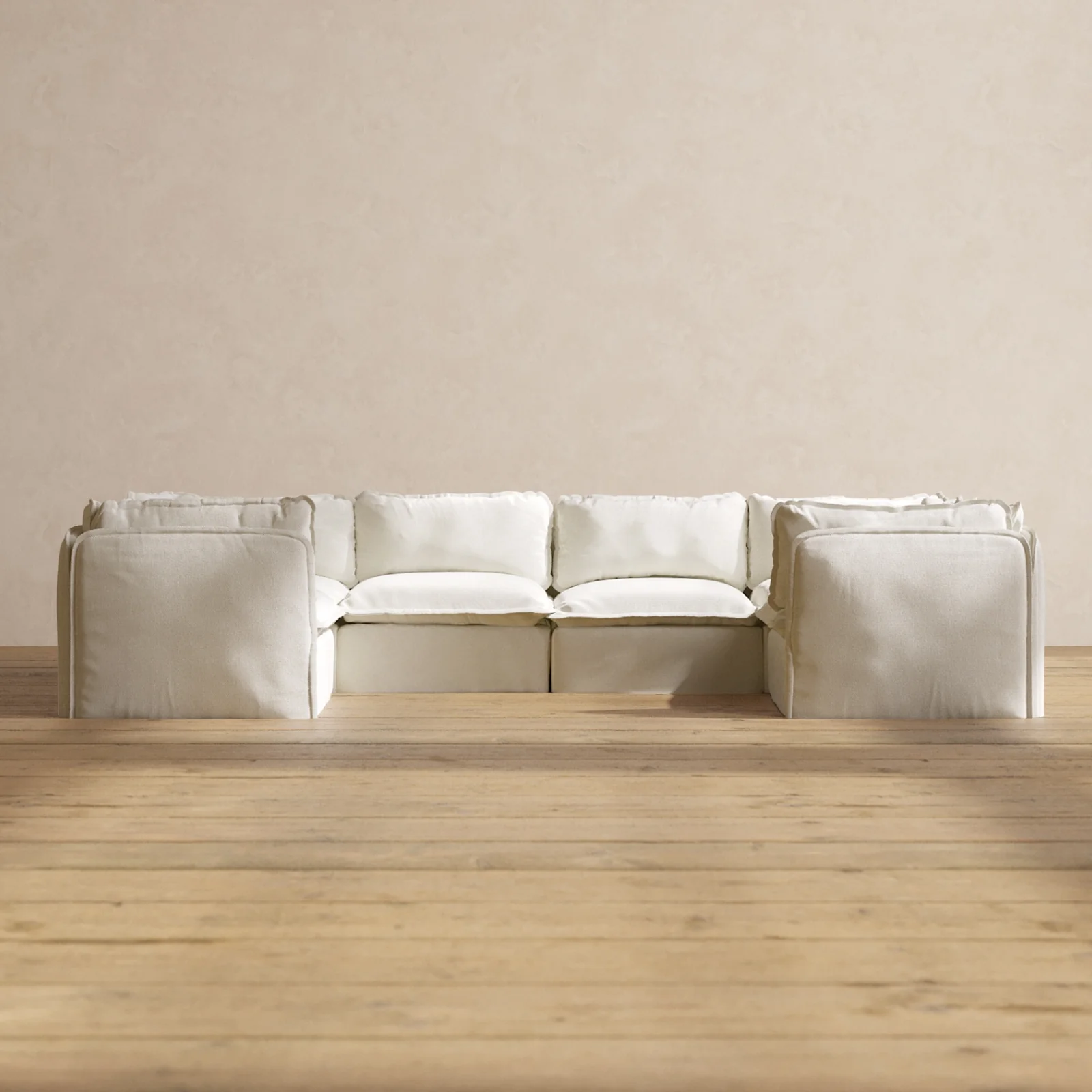 Slipcover Only - Modular Washable 6-Seater U-Sectional in Eggshell
