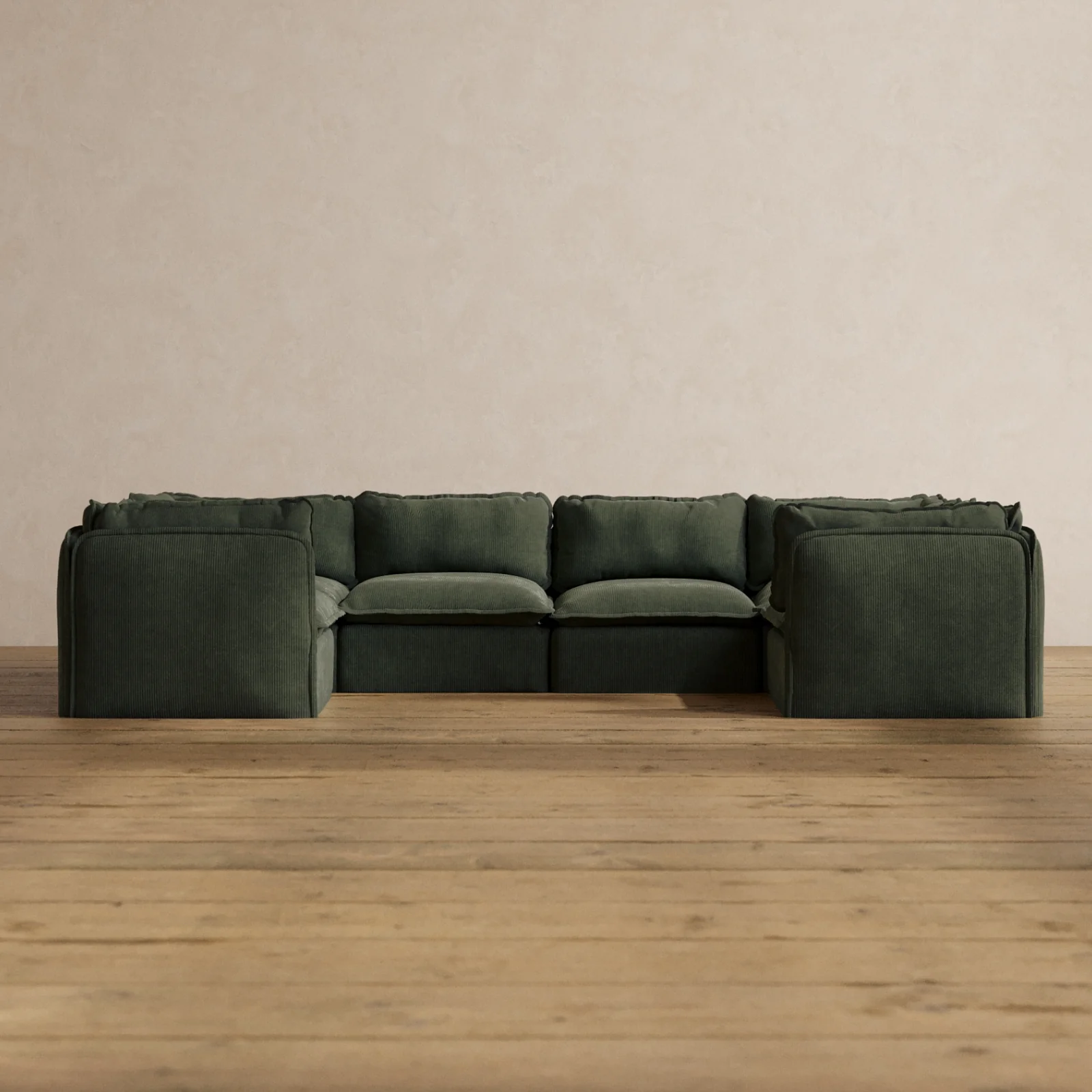Slipcover Only - Modular Washable 6-Seater U-Sectional in Olivine