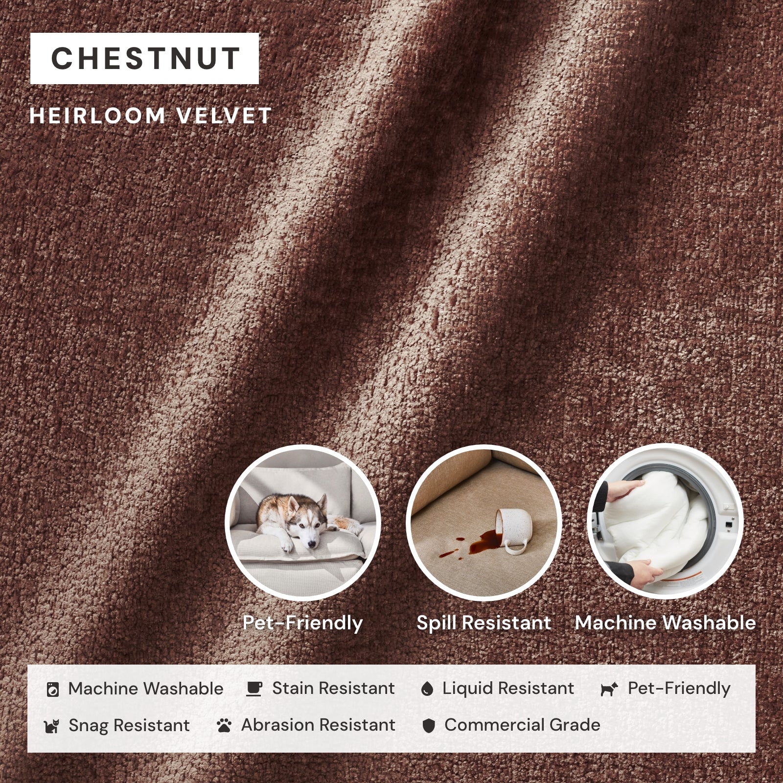 Slipcover Only - Modular Washable 6-Seater U-Sectional + Ottoman in Chestnut - Image 3
