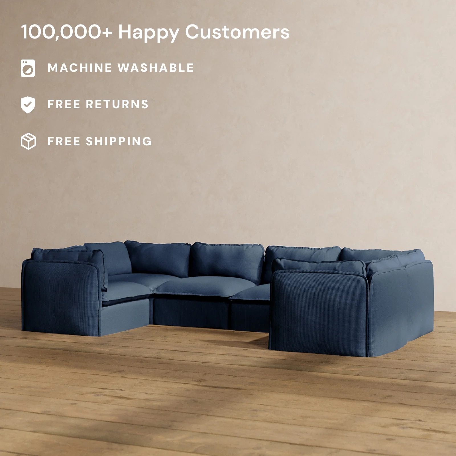 Slipcover Only - Modular Washable 6-Seater U-Sectional in Sumi - Image 2