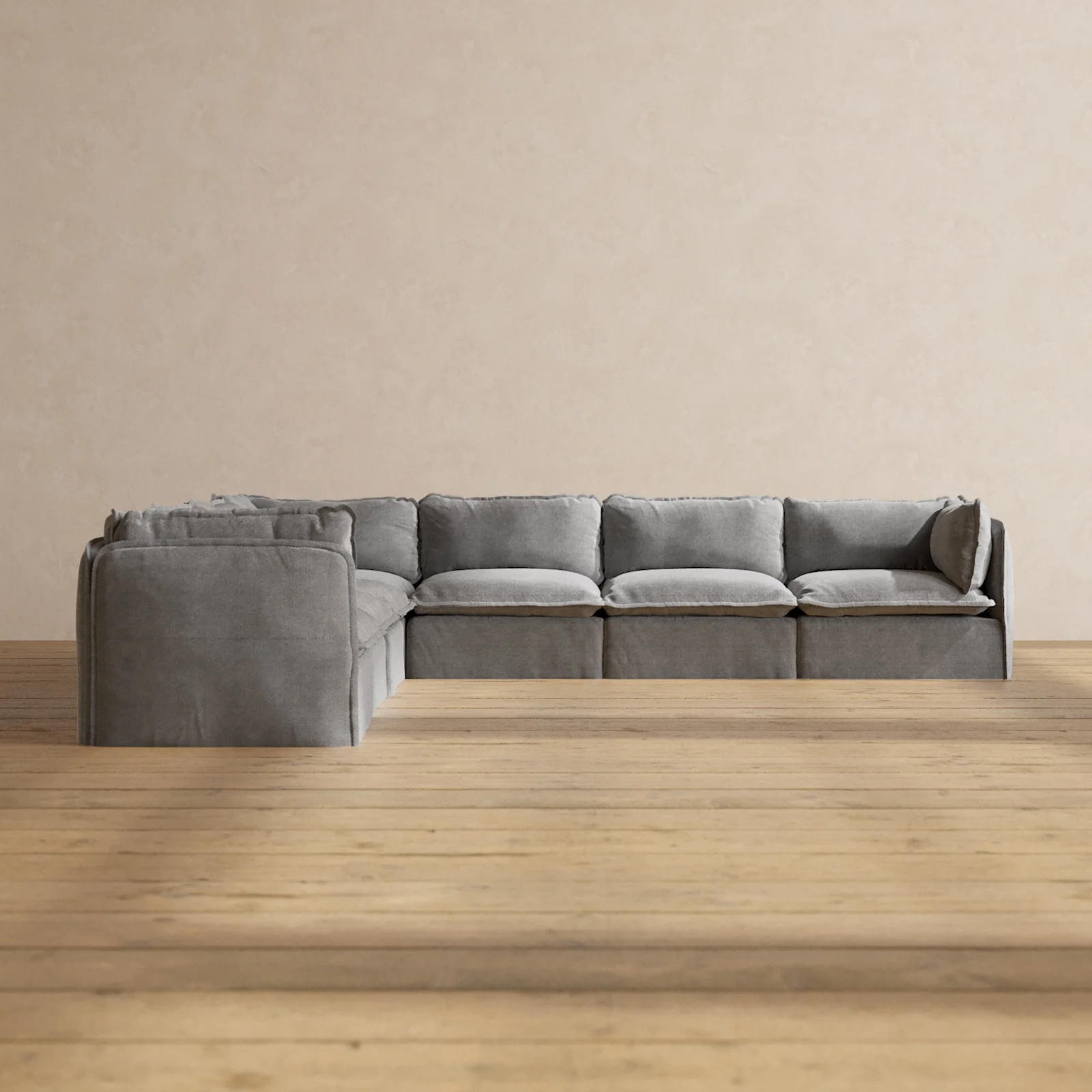 Slipcover Only - Modular Washable 7-Seater Corner Sectional in Ash