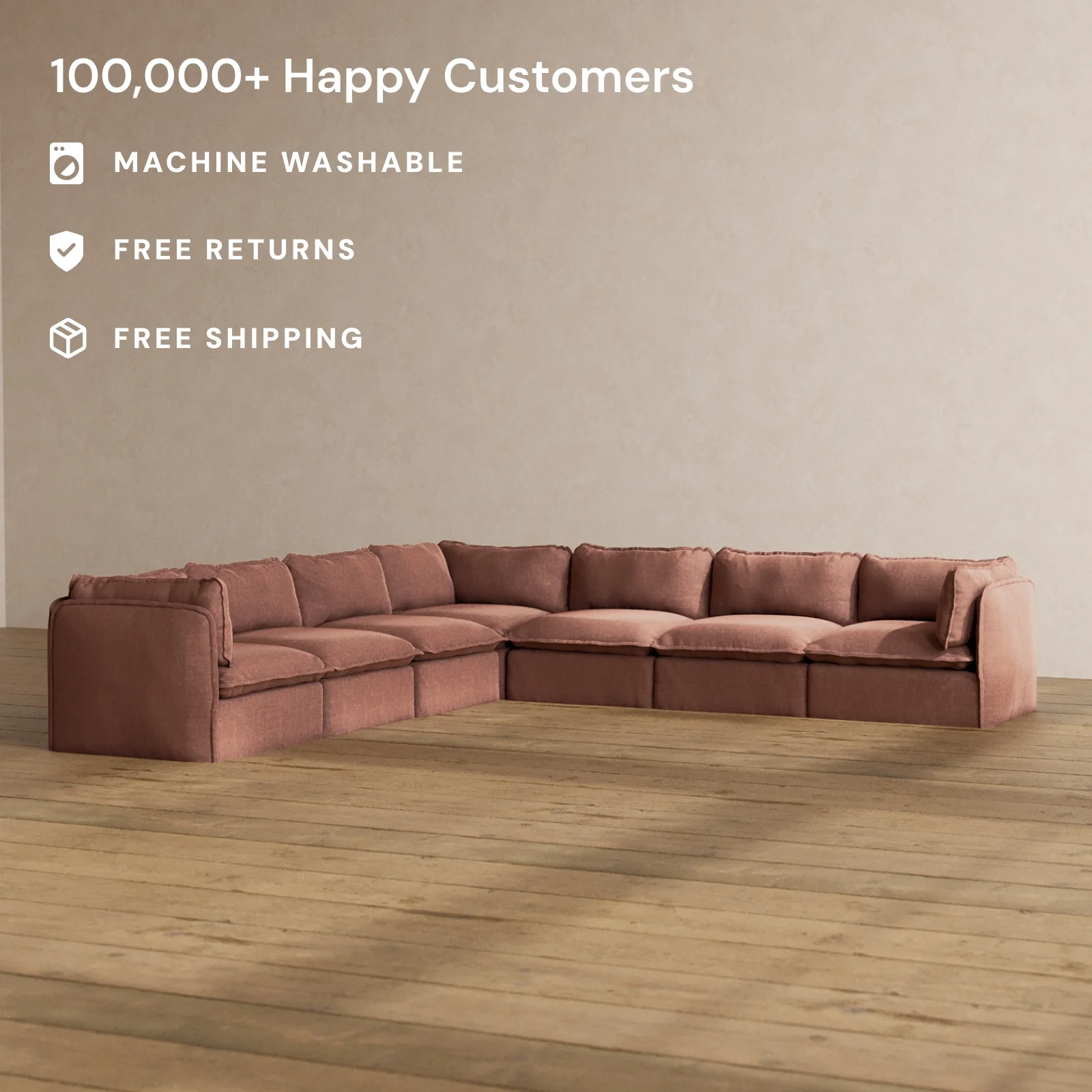 Slipcover Only - Modular Washable 7-Seater Corner Sectional in Chestnut - Image 2