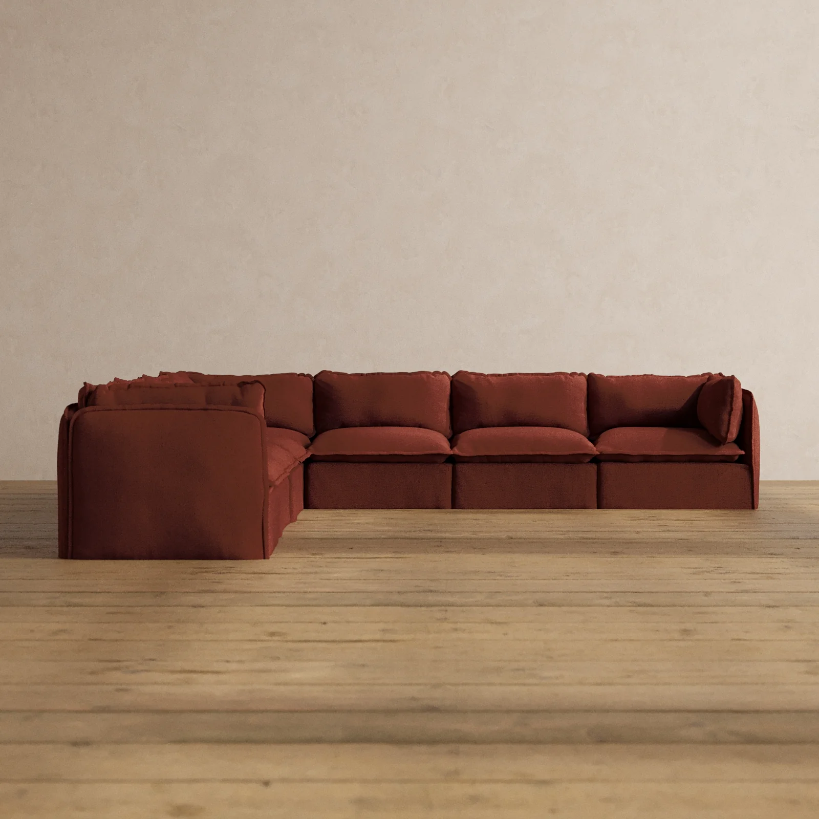 Slipcover Only - Modular Washable 7-Seater Corner Sectional in Rust