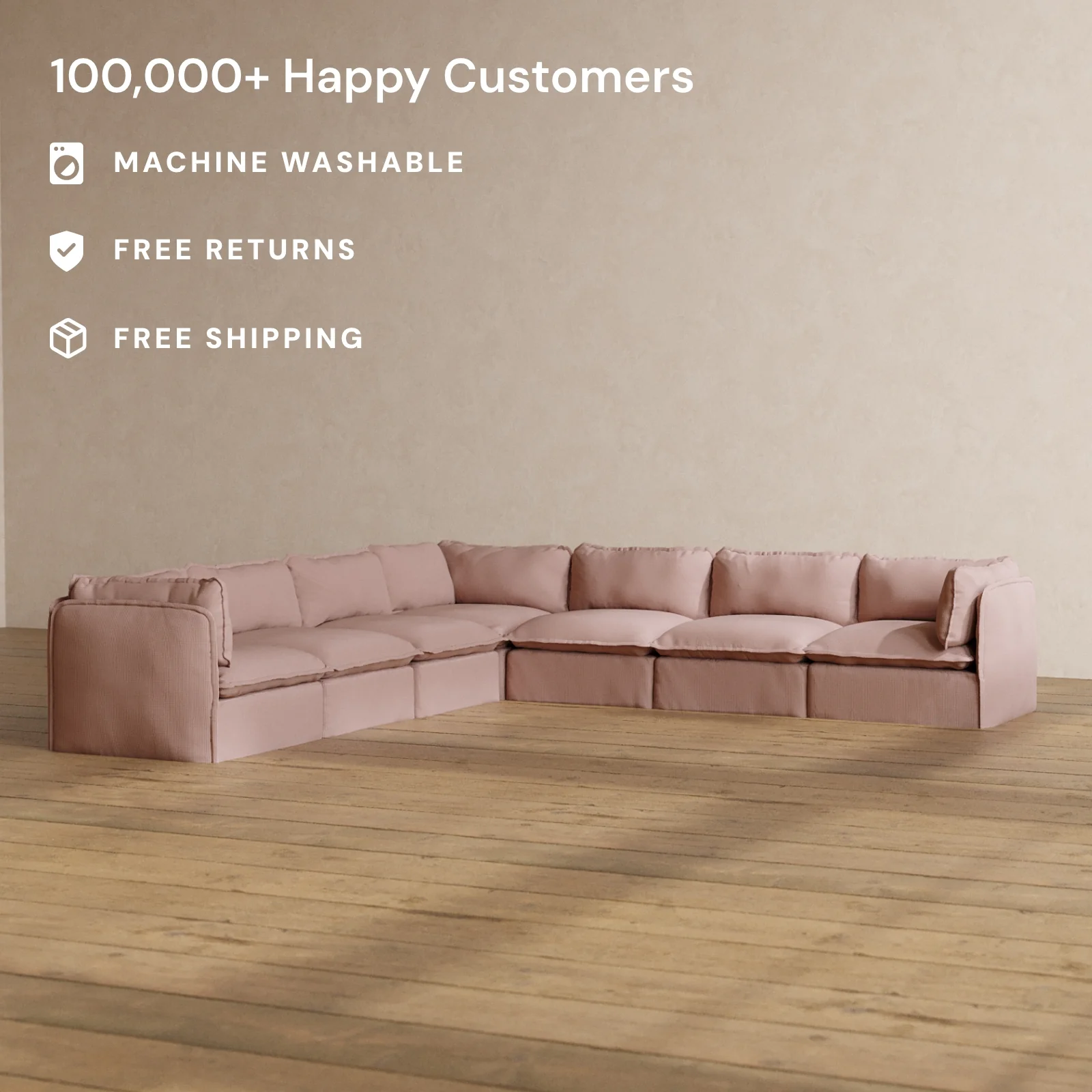 Slipcover Only - Modular Washable 7-Seater Corner Sectional in Sakura - Image 2