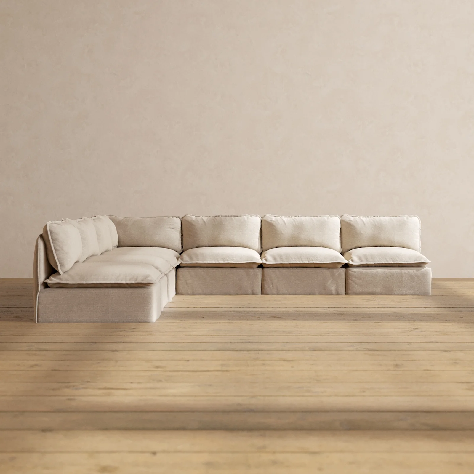 Slipcover Only - Modular Washable 7-Seater Open-Ends Corner Sectional in Oat