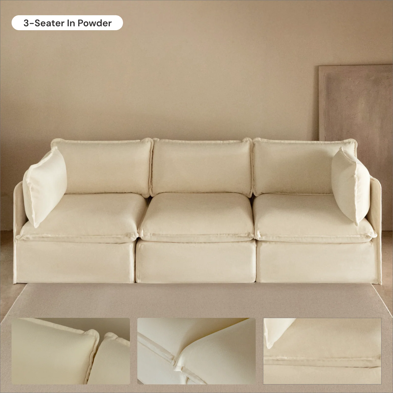 Slipcover Only - Modular Washable 7-Seater Open-Ends Corner Sectional in Powder - Image 6
