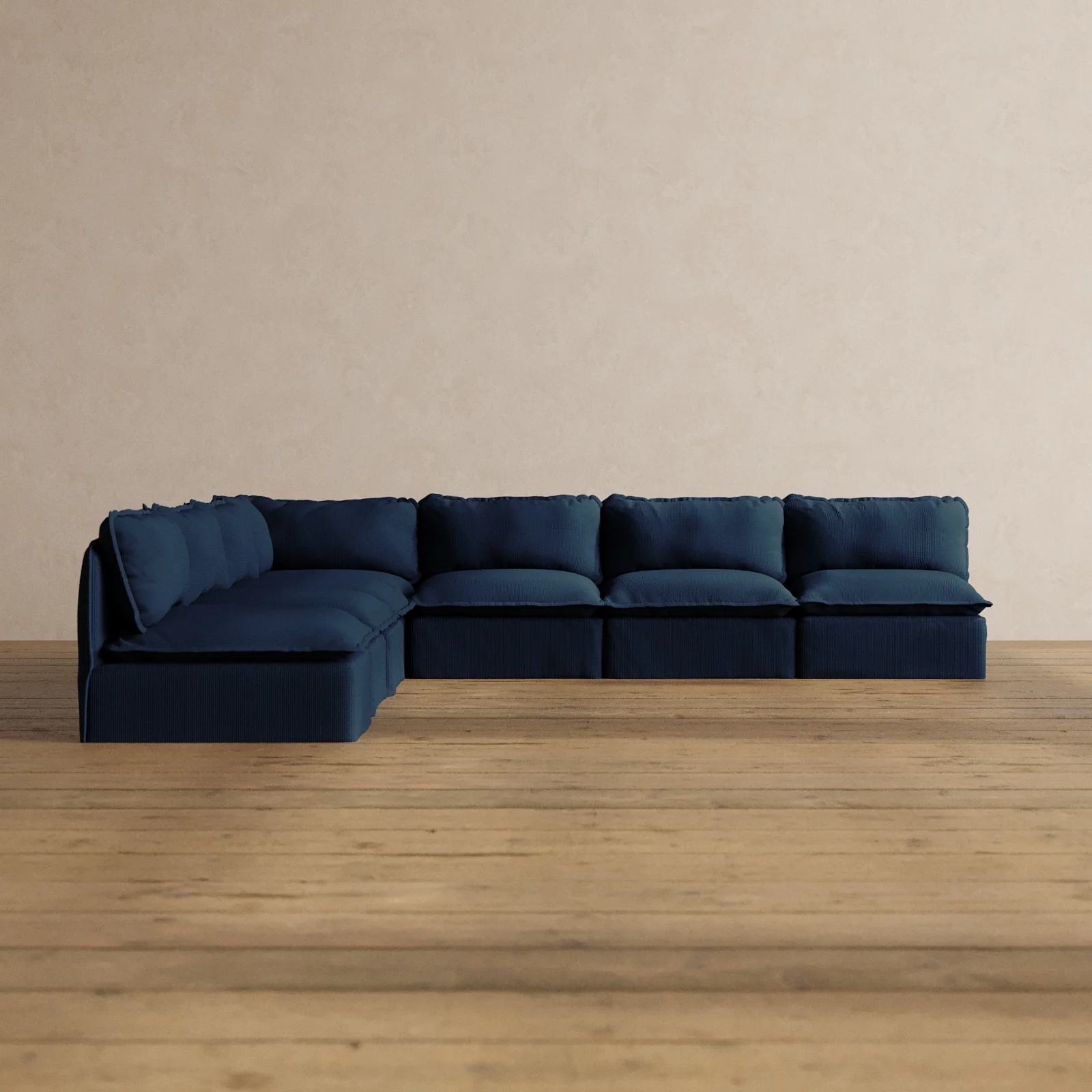 Slipcover Only - Modular Washable 7-Seater Open-Ends Corner Sectional in Sumi