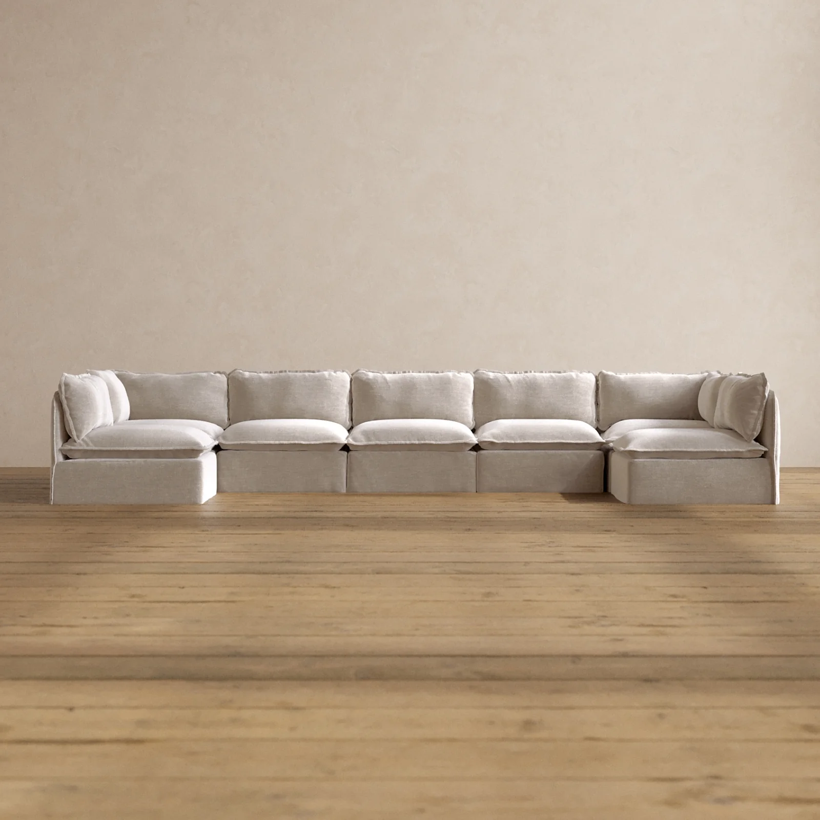 Slipcover Only - Modular Washable 7-Seater Open-Ends U-Sectional in Mist