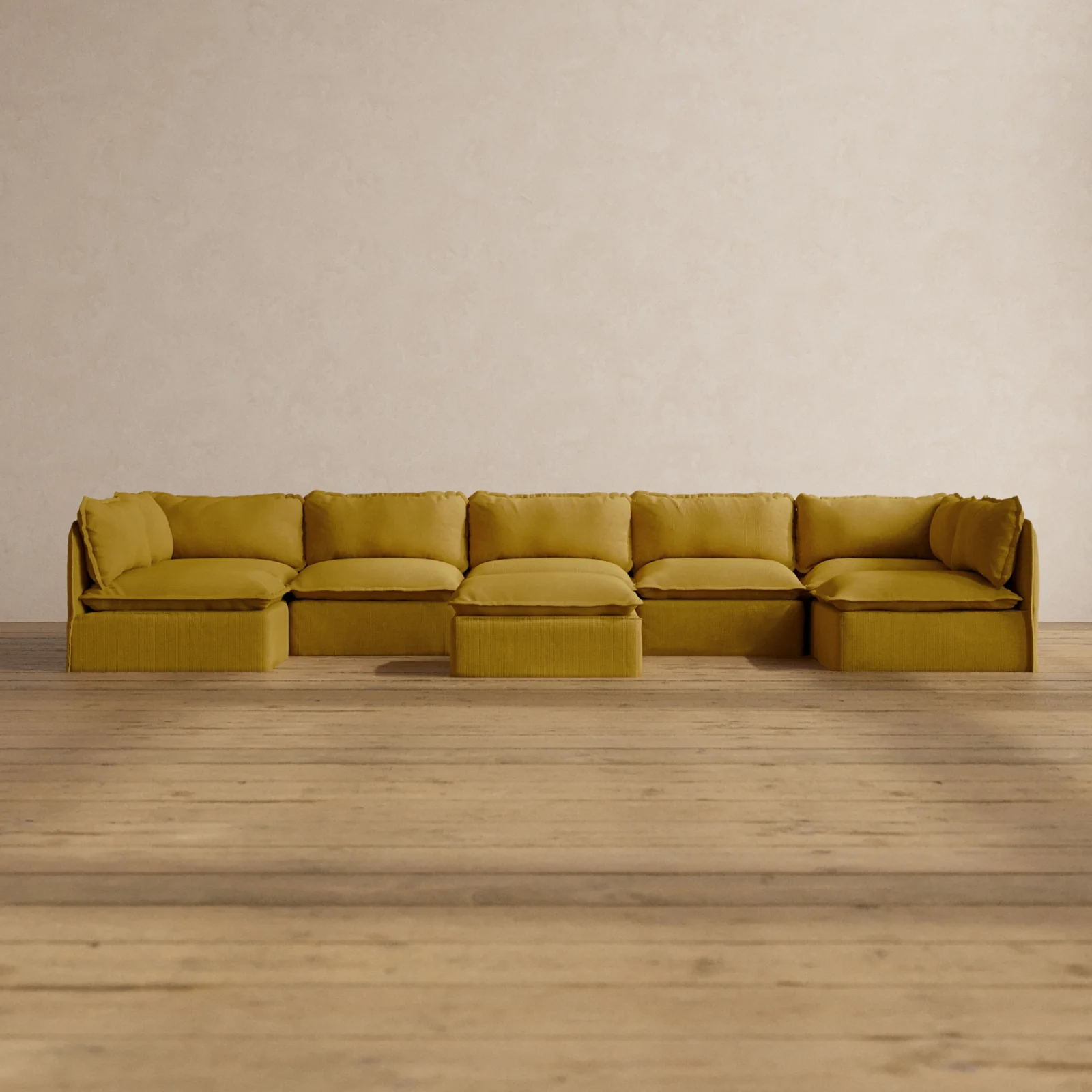 Slipcover Only - Modular Washable 7-Seater Open-Ends U-Sectional + Ottoman in Kiiro