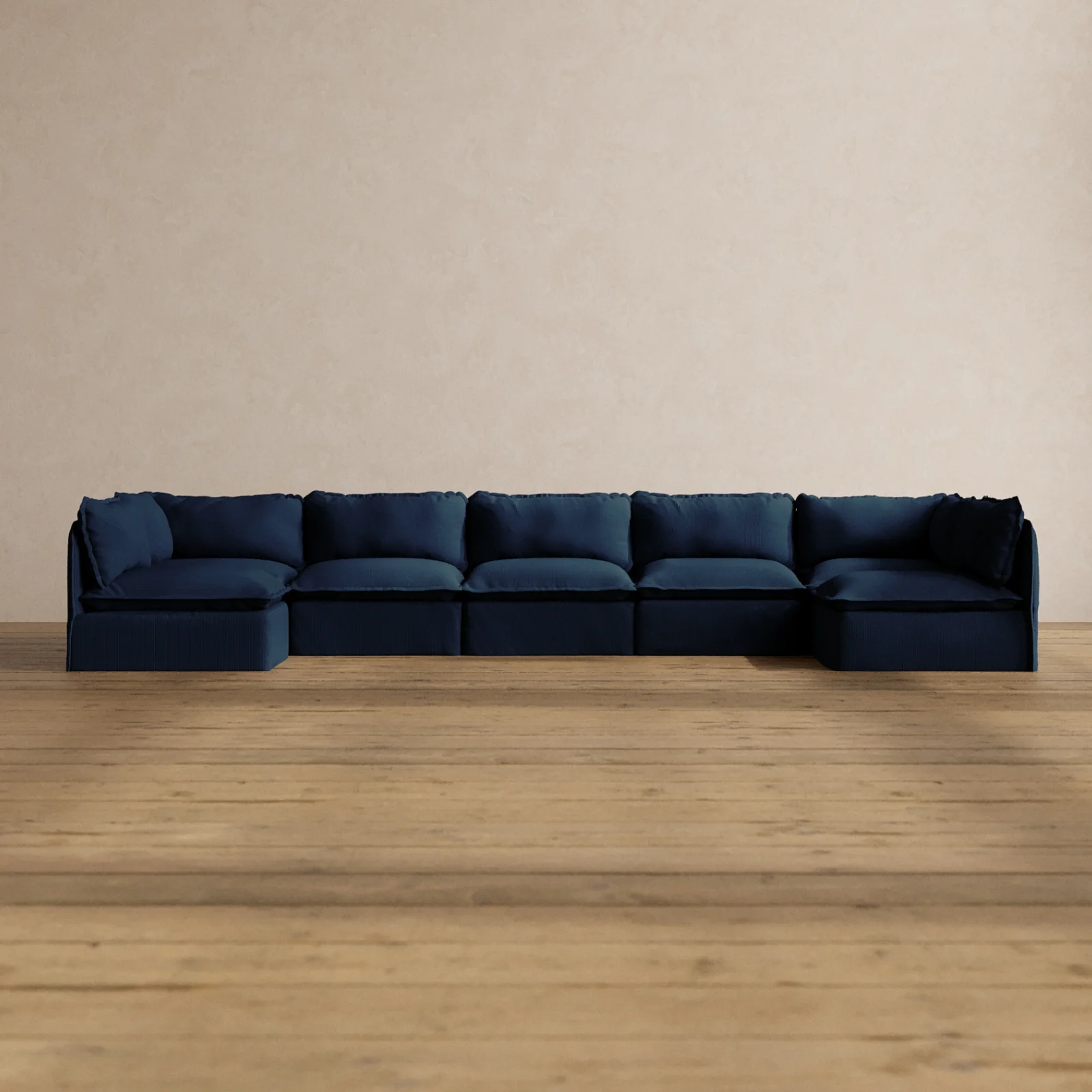 Slipcover Only - Modular Washable 7-Seater Open-Ends U-Sectional in Sumi
