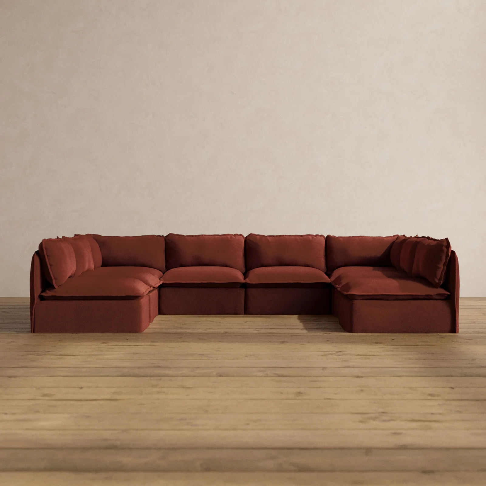 Slipcover Only - Modular Washable 8-Seater Open-Ends U-Sectional in Rust