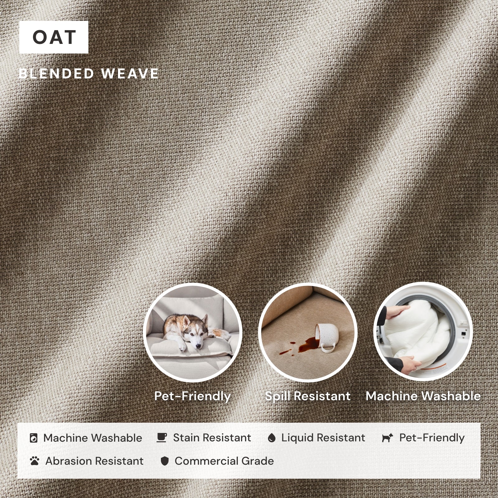 Slipcover Only - Modular Washable 9-Seater Open-Ends U-Sectional in Oat - Image 3
