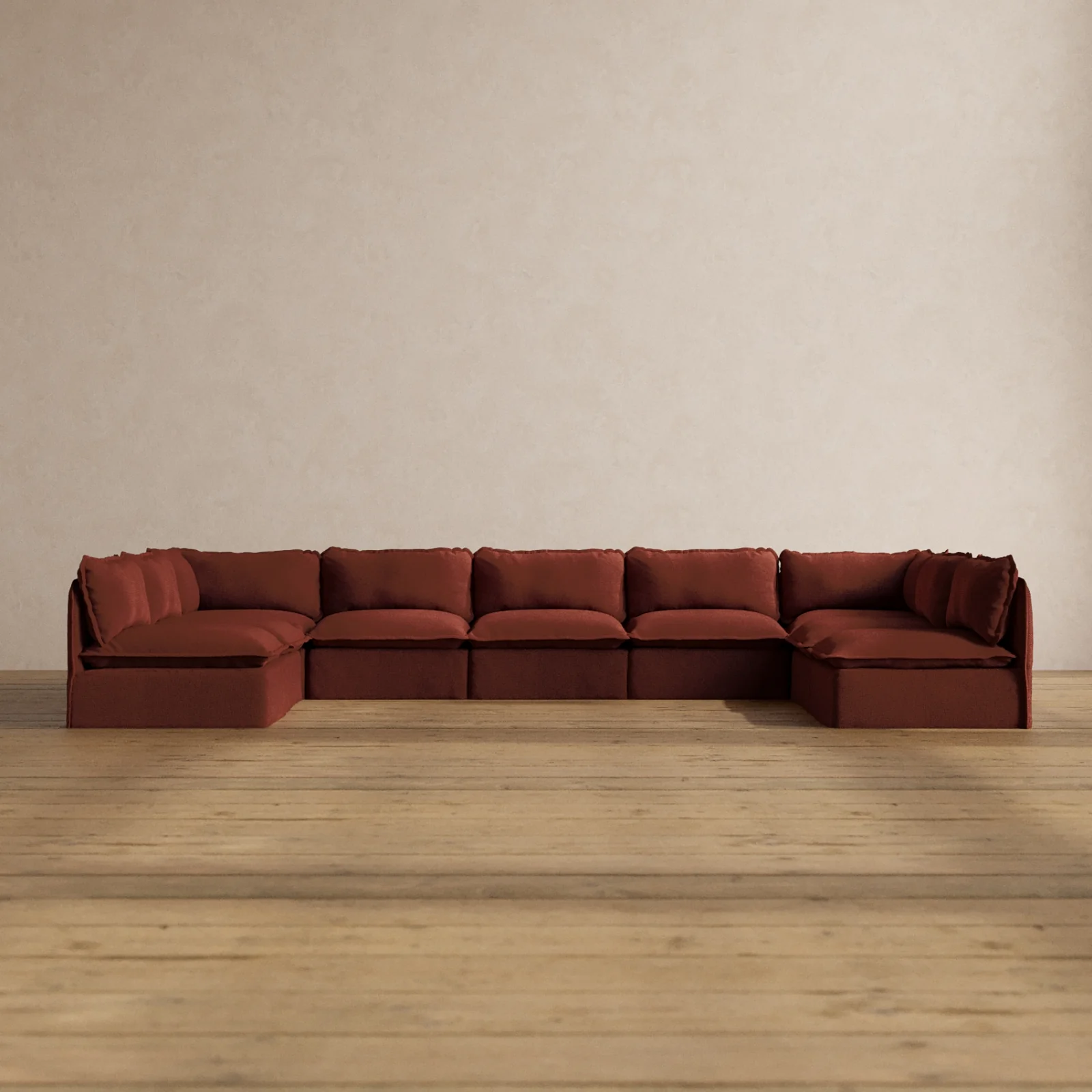 Slipcover Only - Modular Washable 9-Seater Open-Ends U-Sectional in Rust
