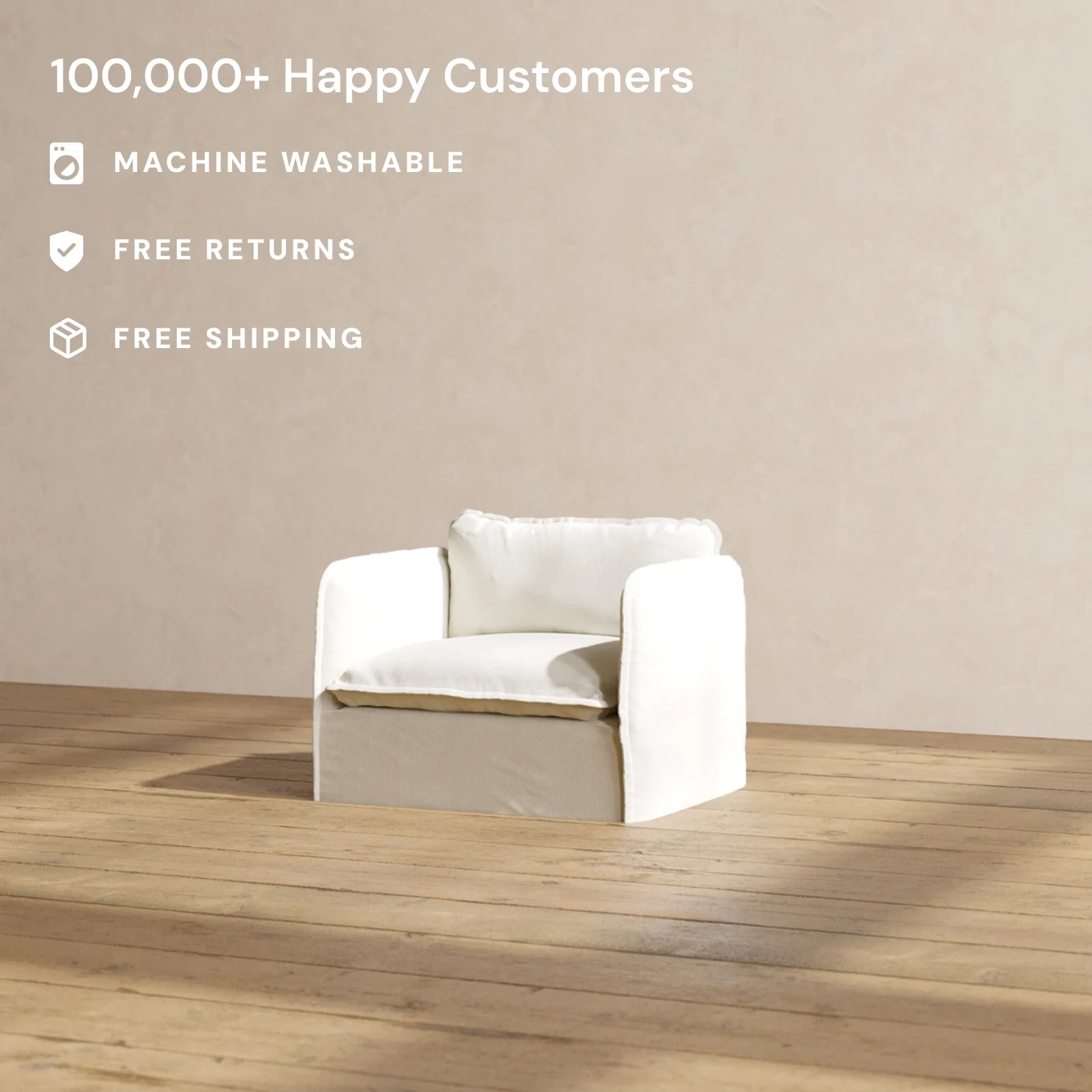 Slipcover Only - Modular Washable Armchair in Eggshell - Image 2