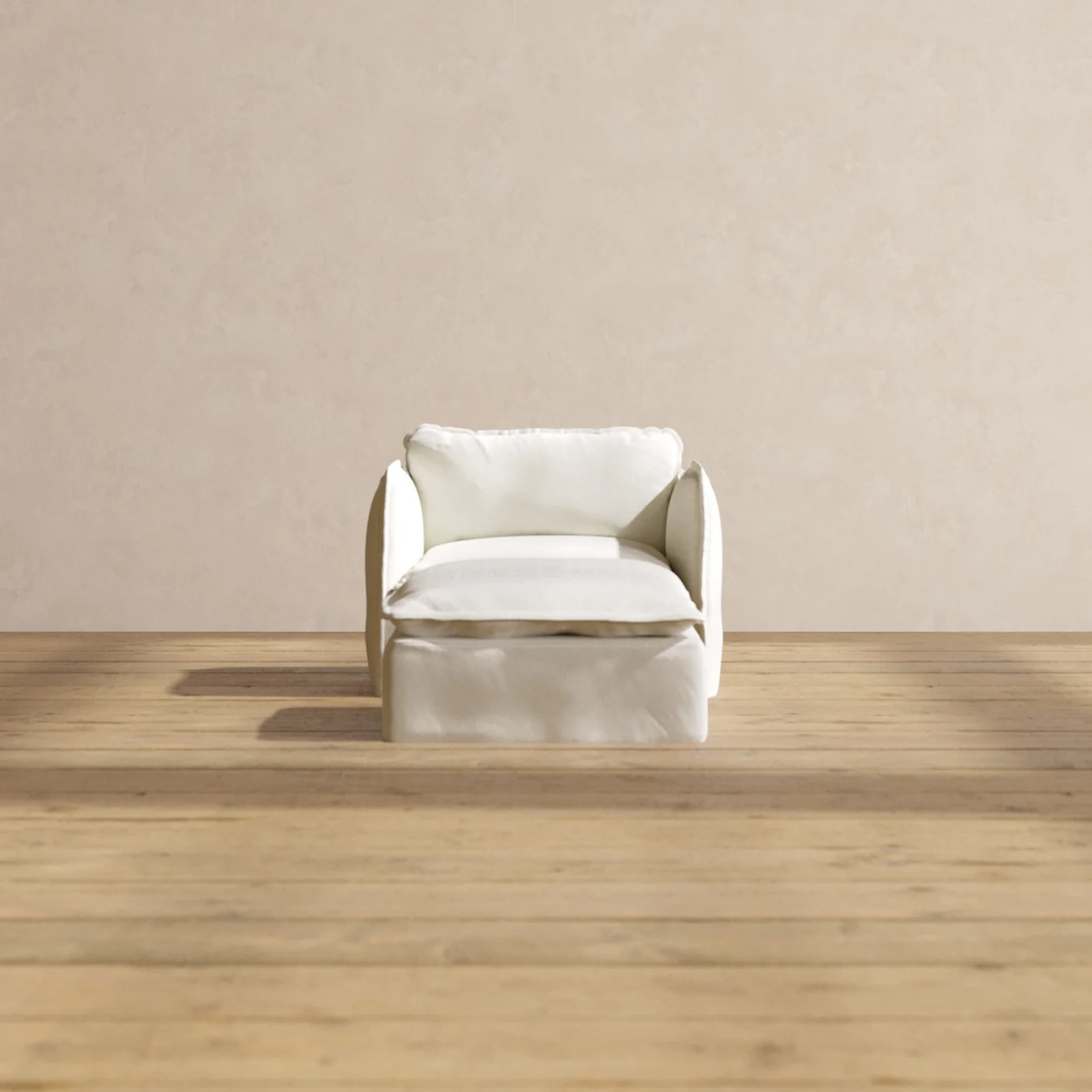 Slipcover Only - Modular Washable Armchair + Ottoman in Eggshell