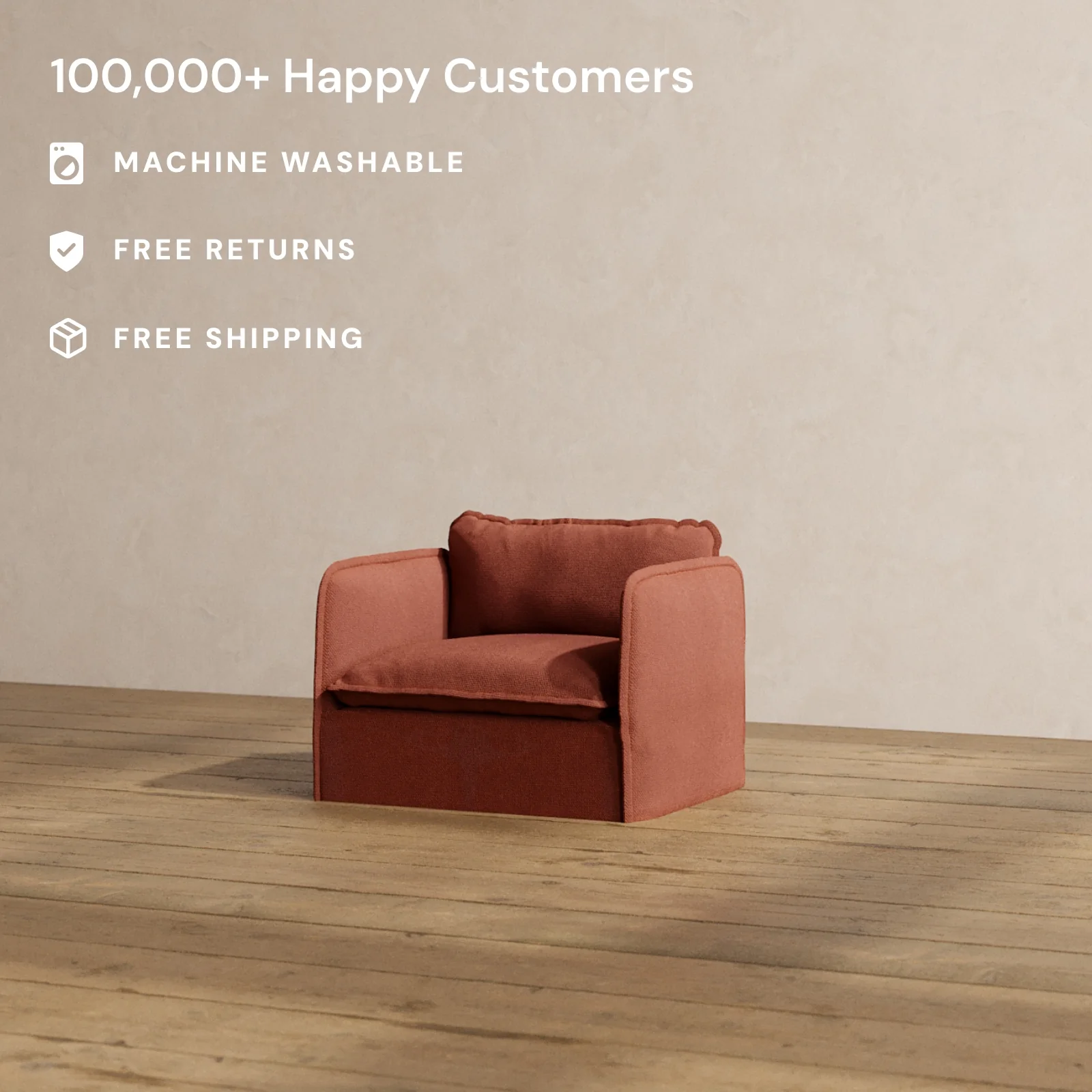 Slipcover Only - Modular Washable Armchair in Rust - Image 2