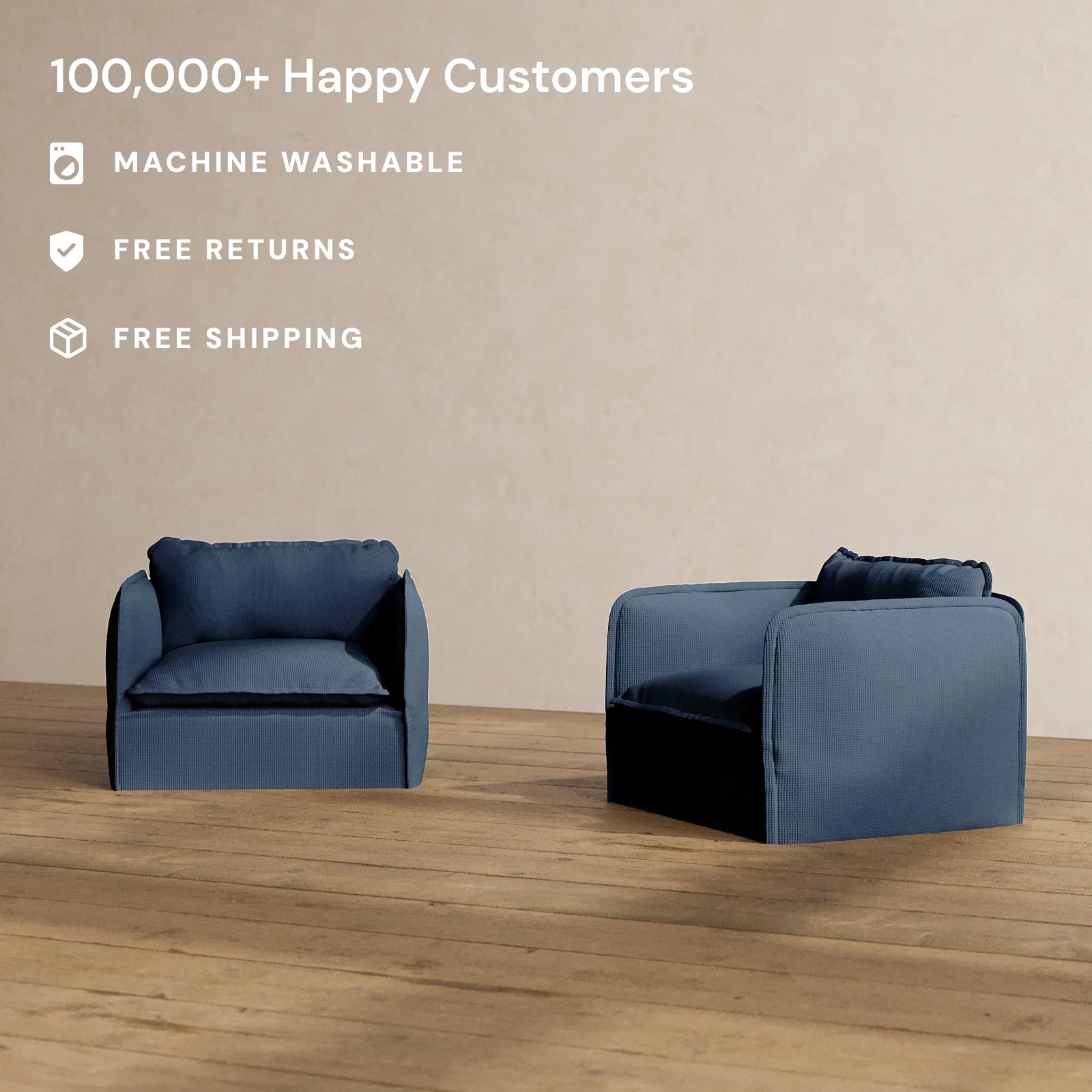Slipcover Only - Modular Washable Armchair Set in Sumi - Image 2