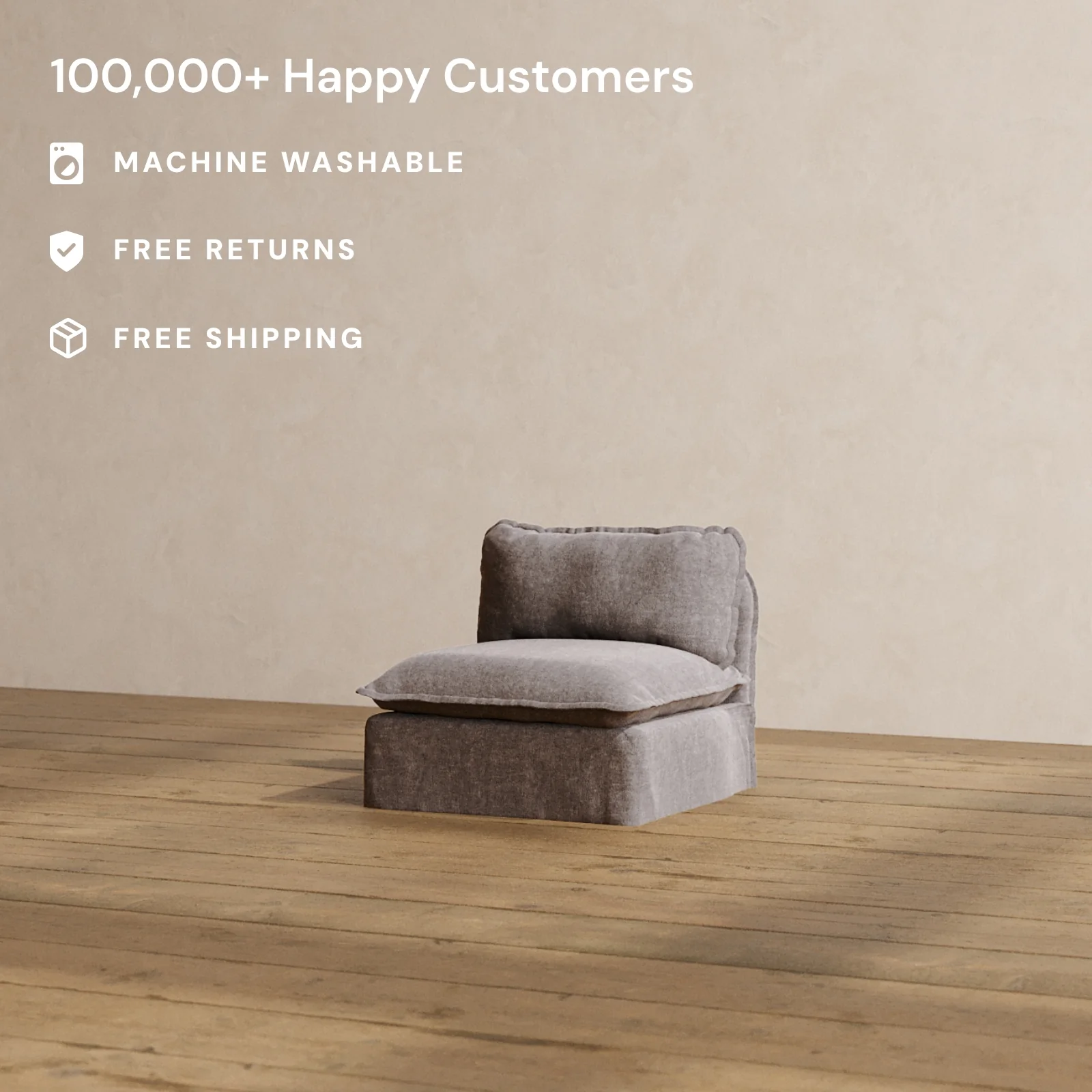 Slipcover Only - Modular Washable Armless Chair in Caviar - Image 2