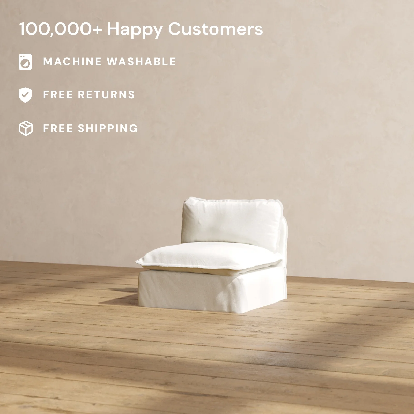 Slipcover Only - Modular Washable Armless Chair in Eggshell - Image 2