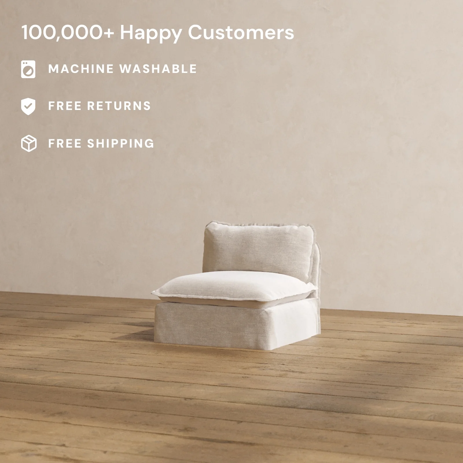 Slipcover Only - Modular Washable Armless Chair in Mist - Image 2