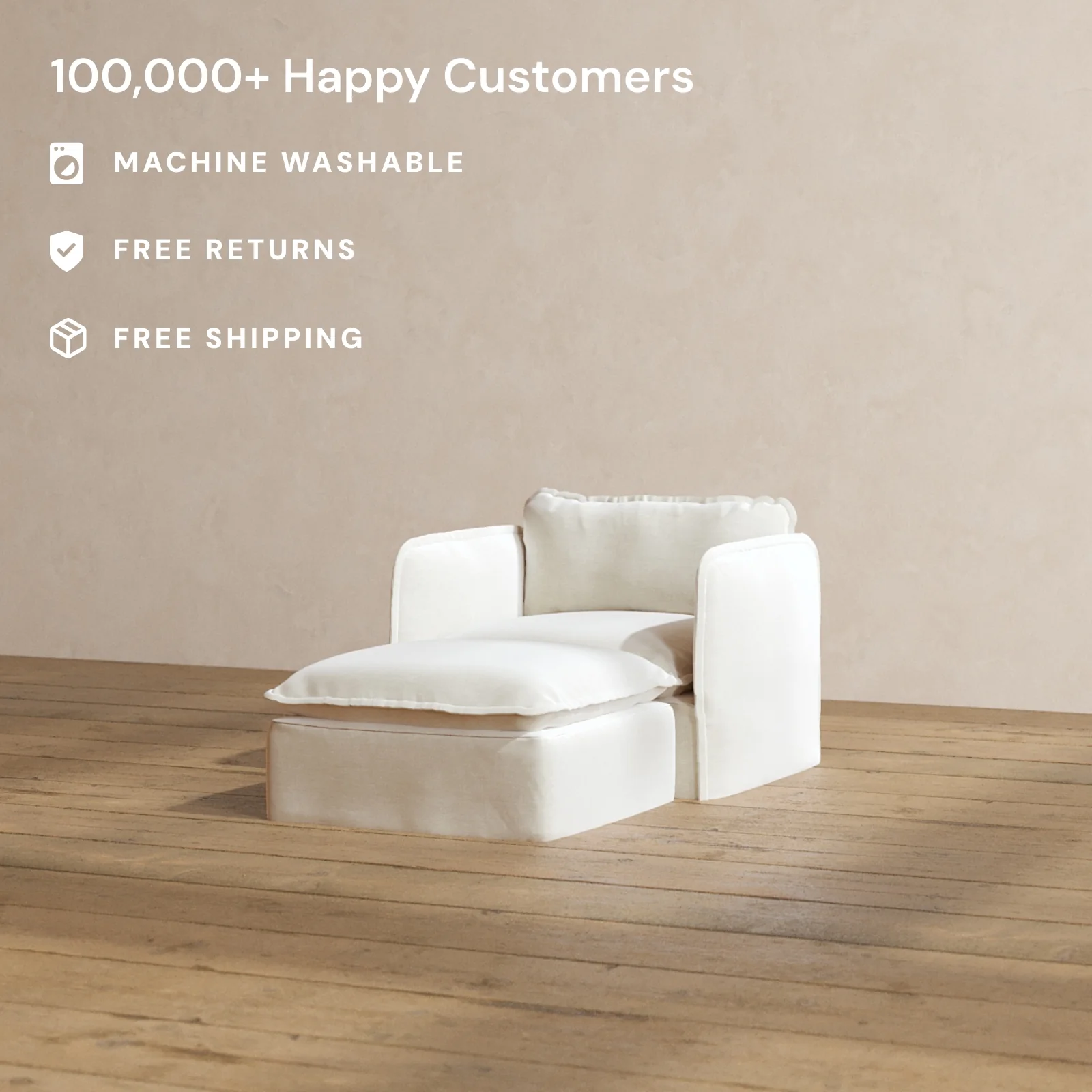 Slipcover Only - Modular Washable Chaise Armchair in Coco - Image 2