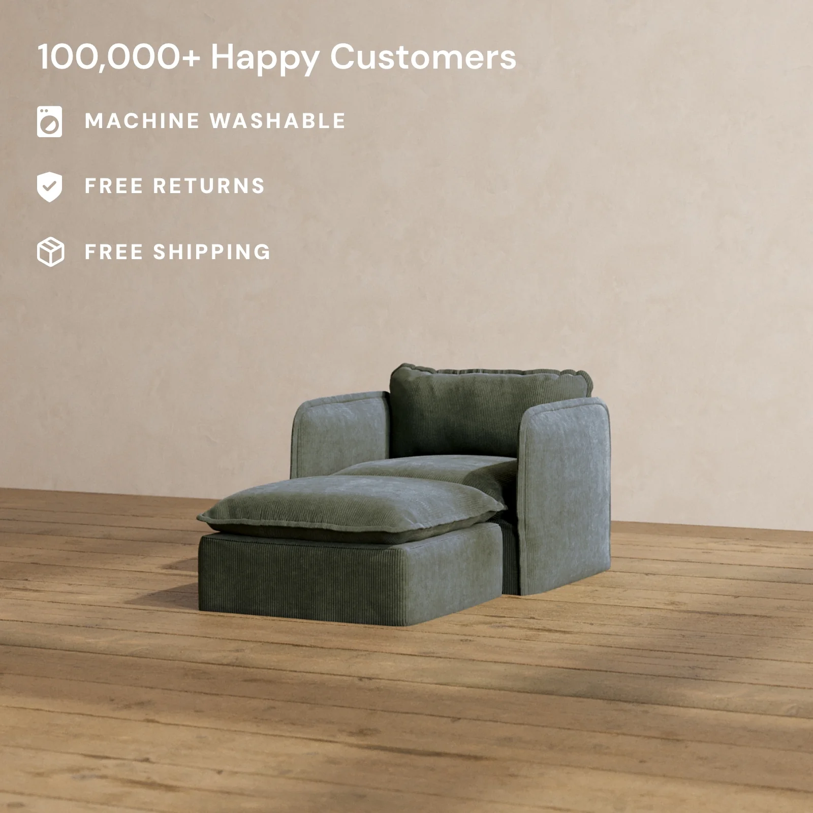 Slipcover Only - Modular Washable Chaise Armchair in Olivine - Image 2