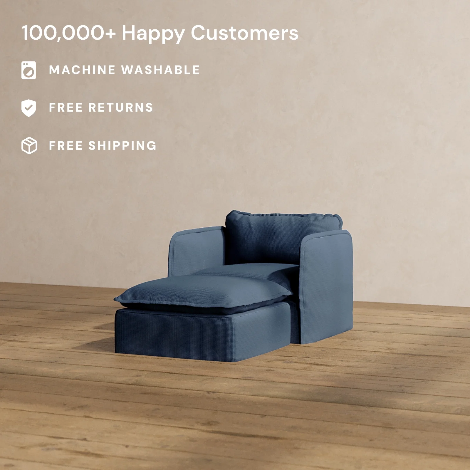 Slipcover Only - Modular Washable Chaise Armchair in Sumi - Image 2
