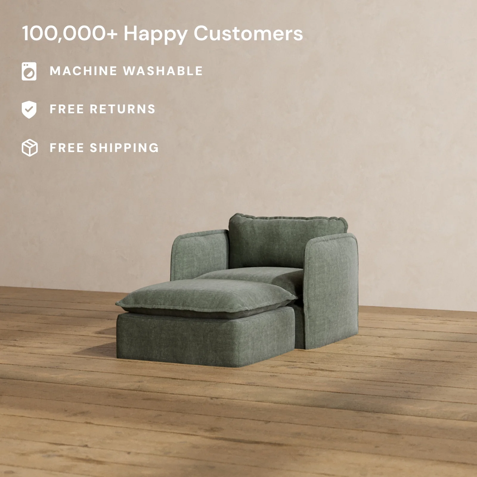 Slipcover Only - Modular Washable Chaise Armchair in Willow - Image 2