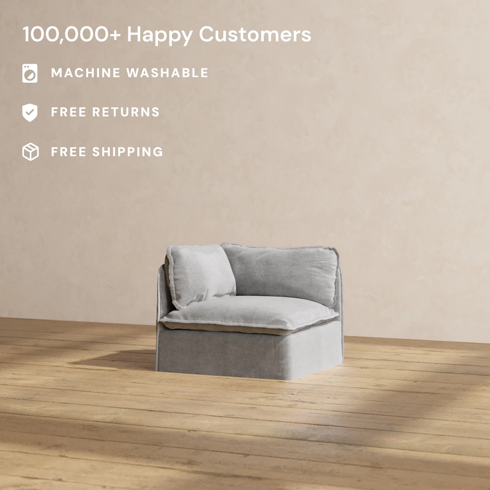 Slipcover Only - Modular Washable Corner Chair in Ash - Image 2