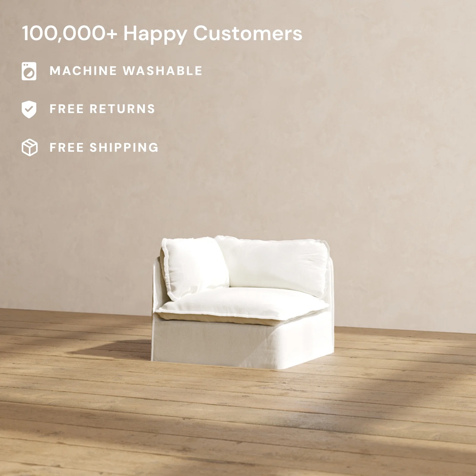 Slipcover Only - Modular Washable Corner Chair in Eggshell - Image 2