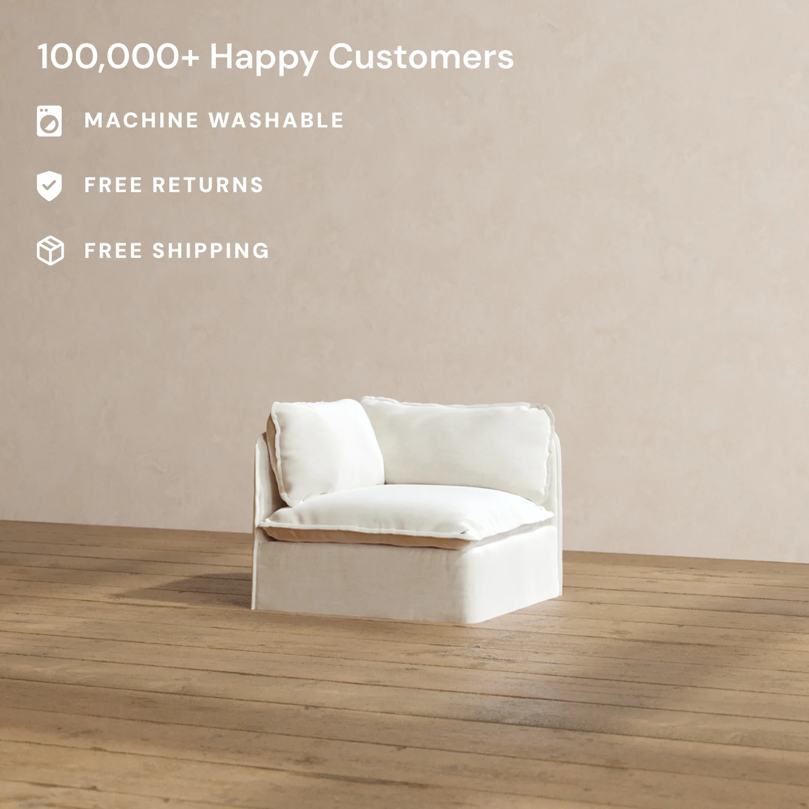 Slipcover Only - Modular Washable End Chair - Left in Coco - Image 2