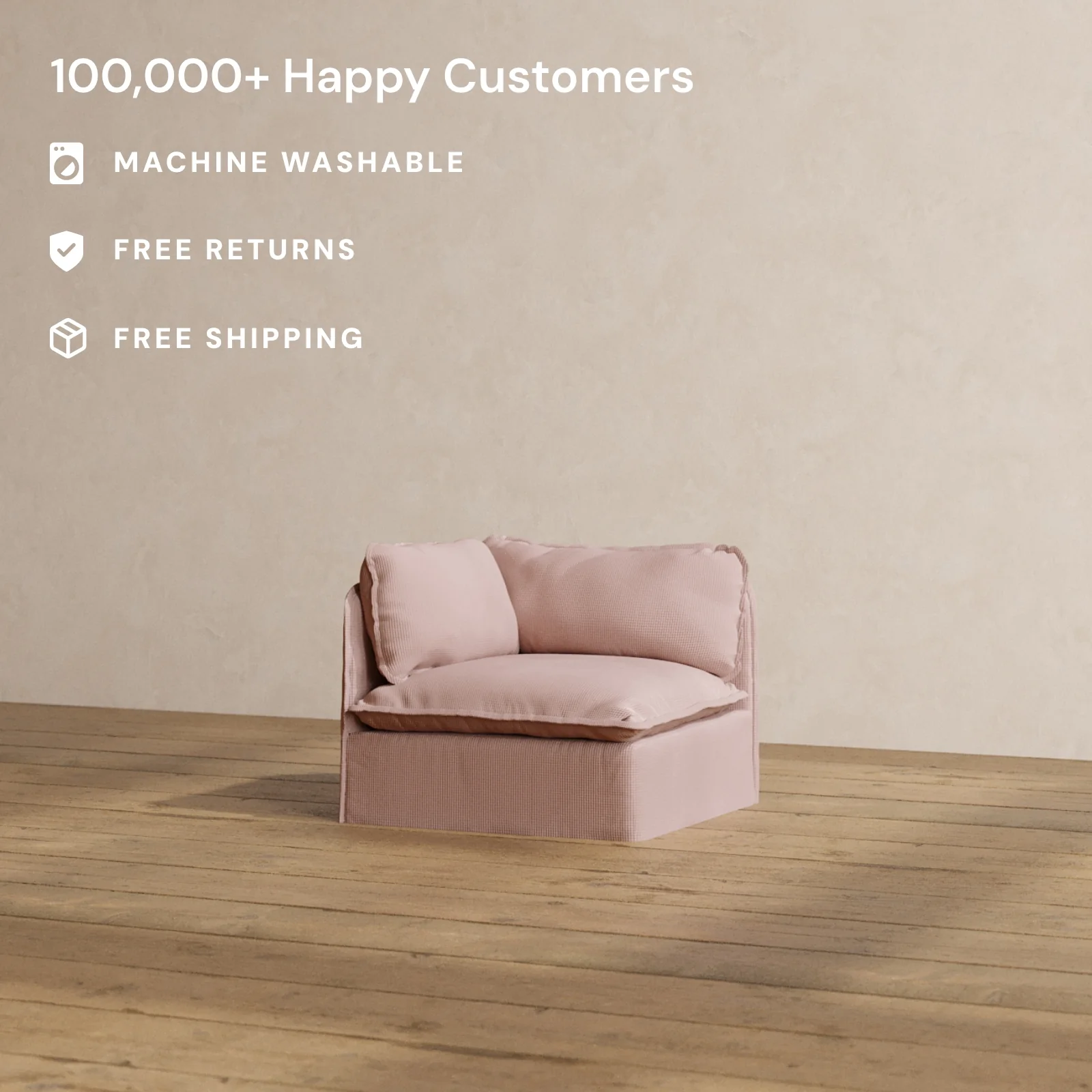 Slipcover Only - Modular Washable End Chair - Left in Sakura - Image 2