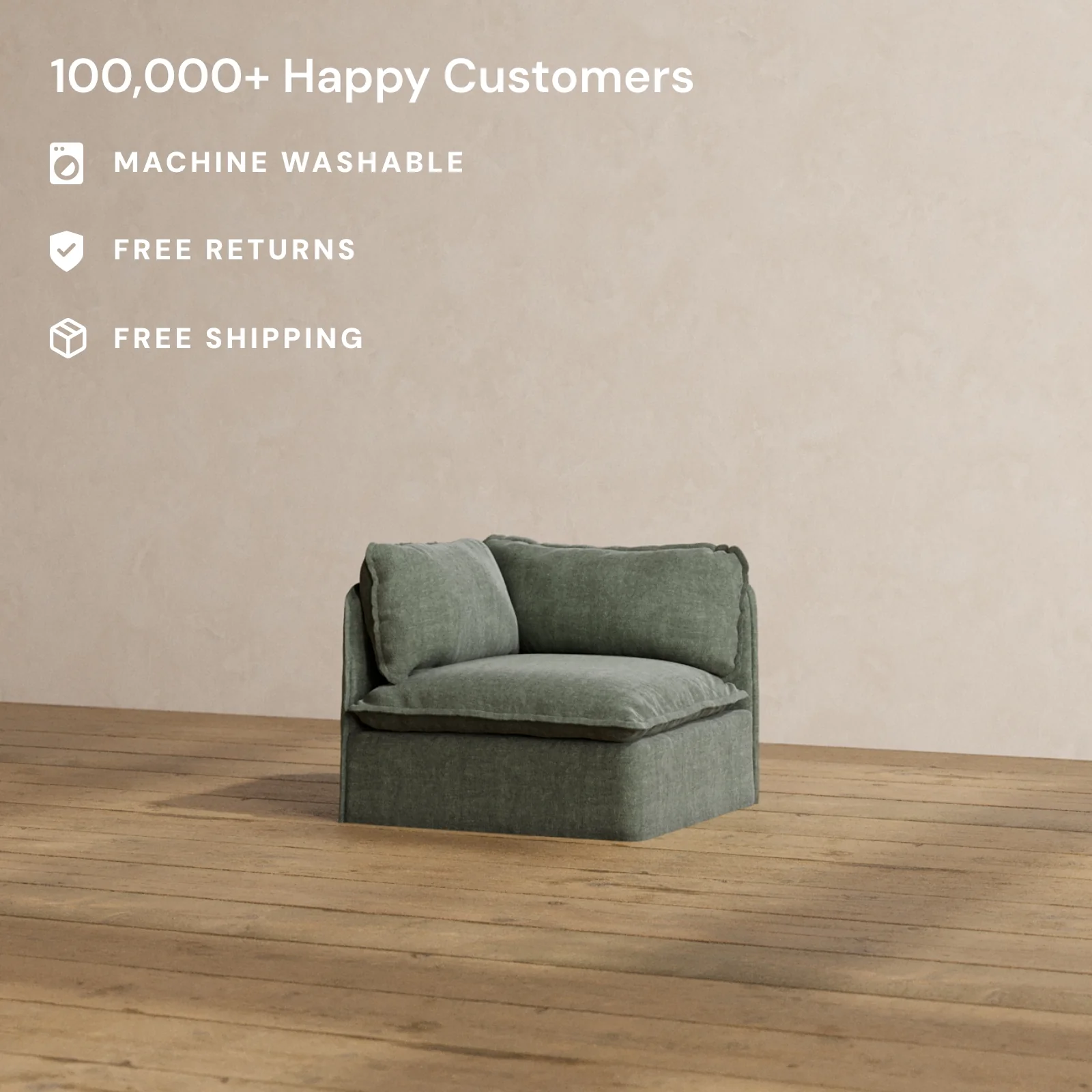 Slipcover Only - Modular Washable End Chair - Left in Willow - Image 2