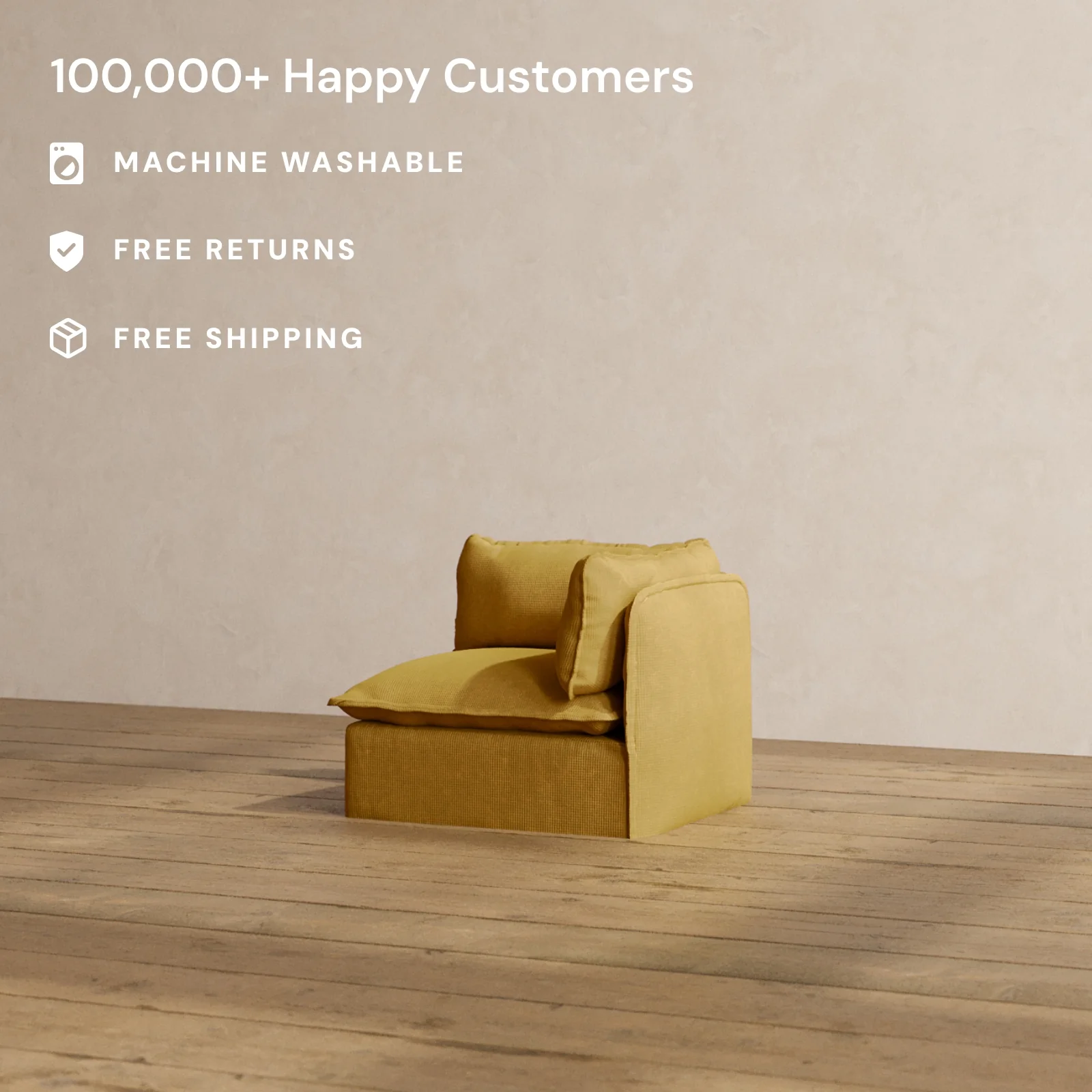 Slipcover Only - Modular Washable End Chair - Right in Kiiro - Image 2