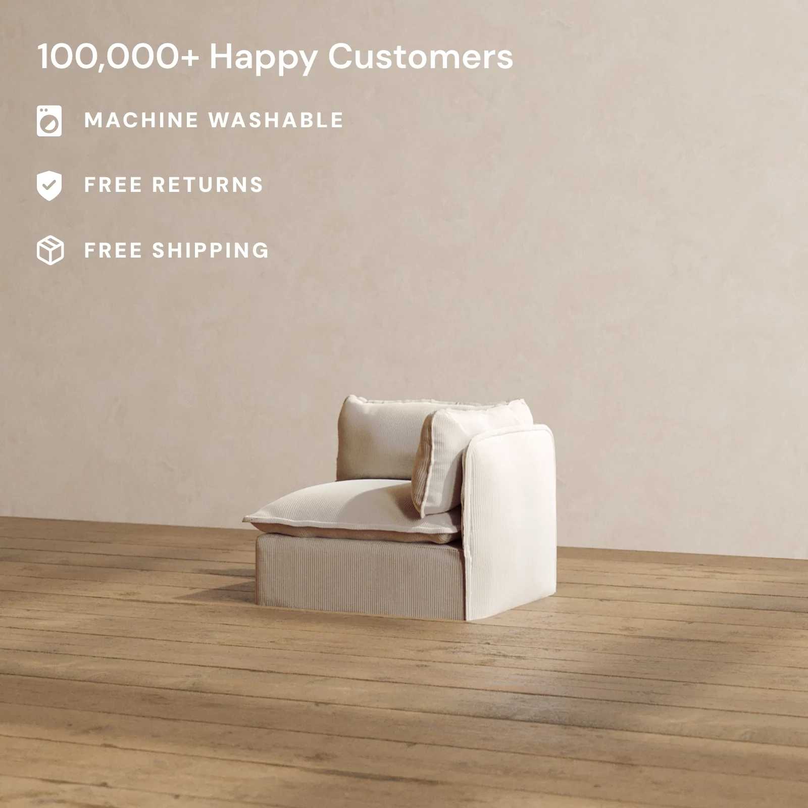 Slipcover Only - Modular Washable End Chair - Right in Milk - Image 2