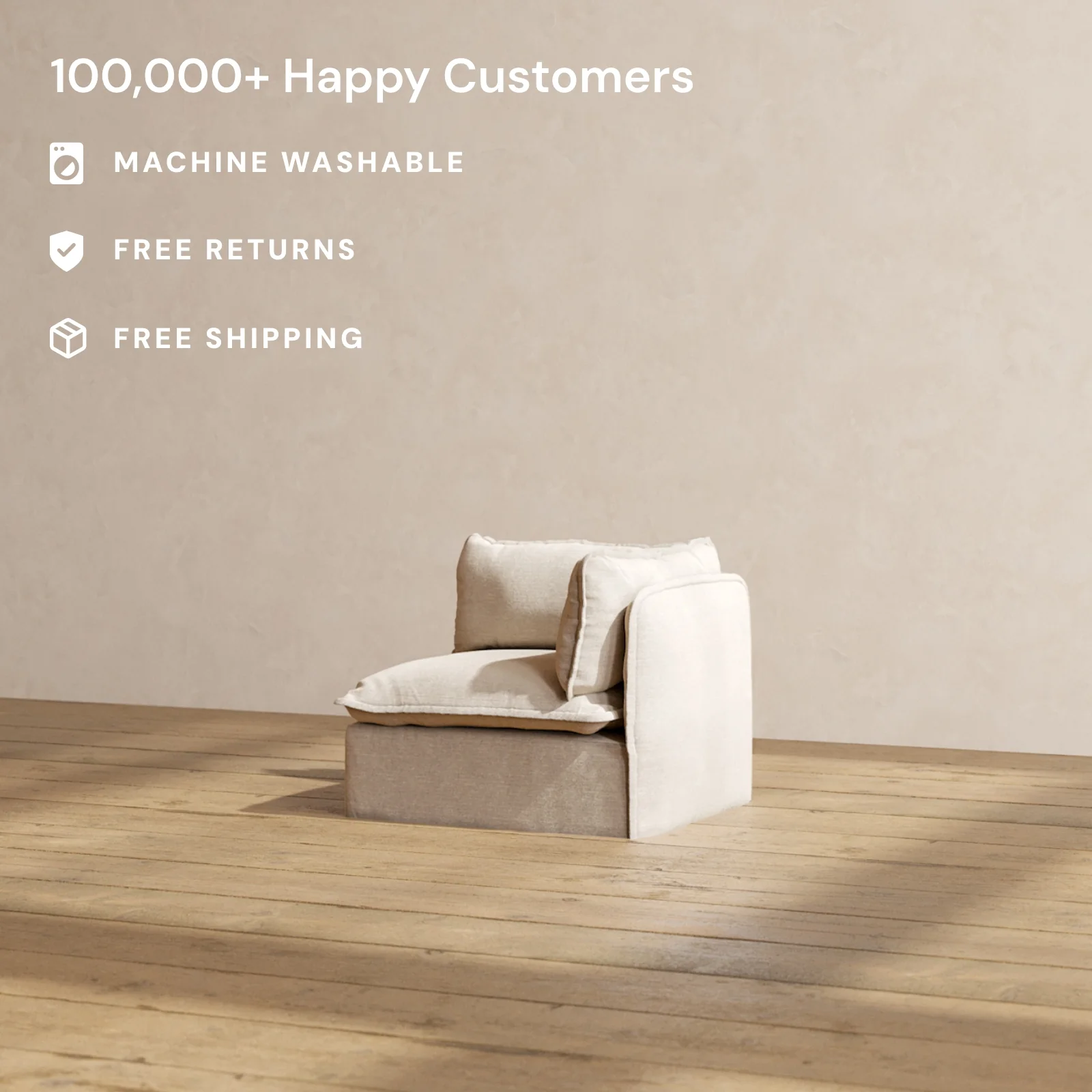 Slipcover Only - Modular Washable End Chair - Right in Oat - Image 2