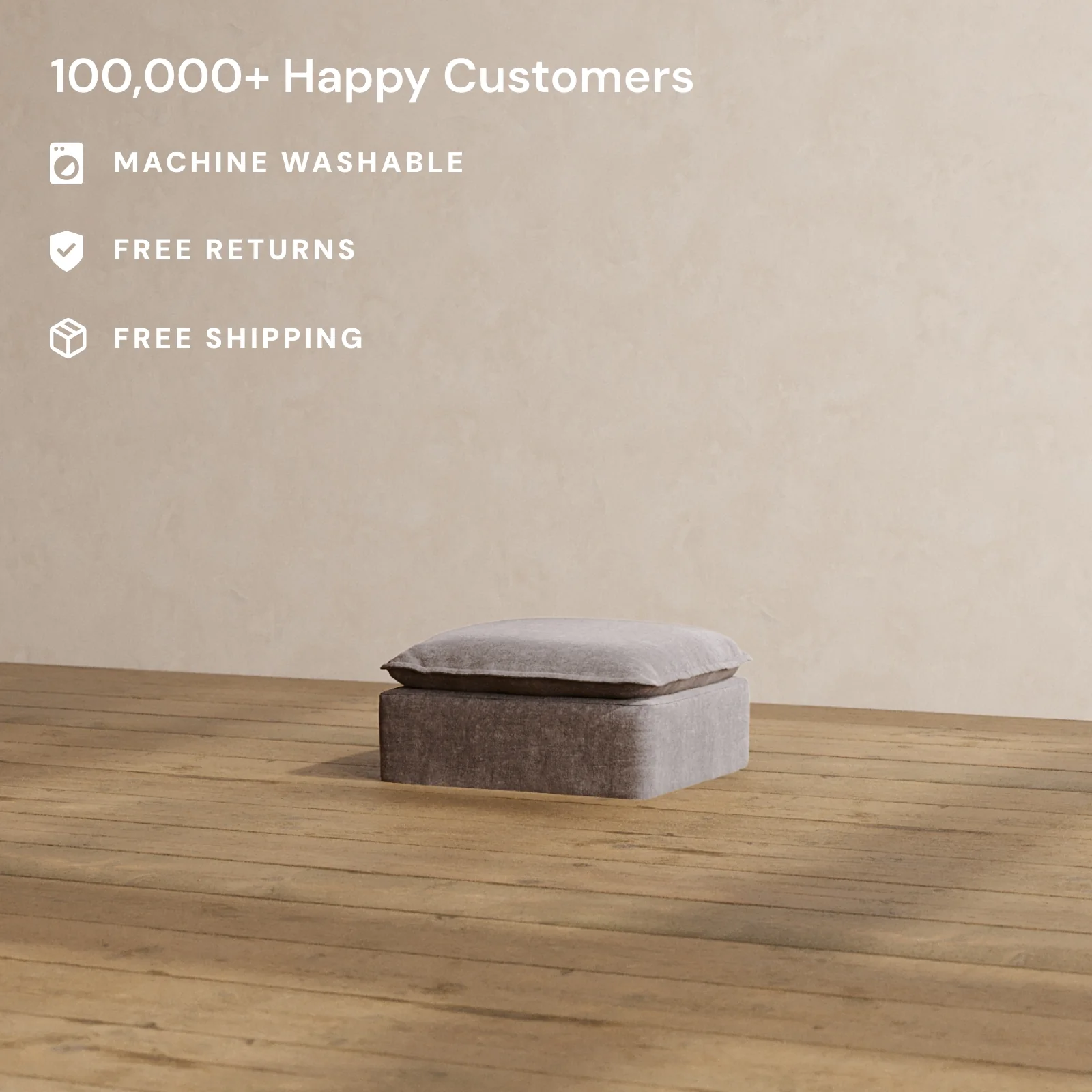 Slipcover Only - Modular Washable Ottoman in Caviar - Image 2
